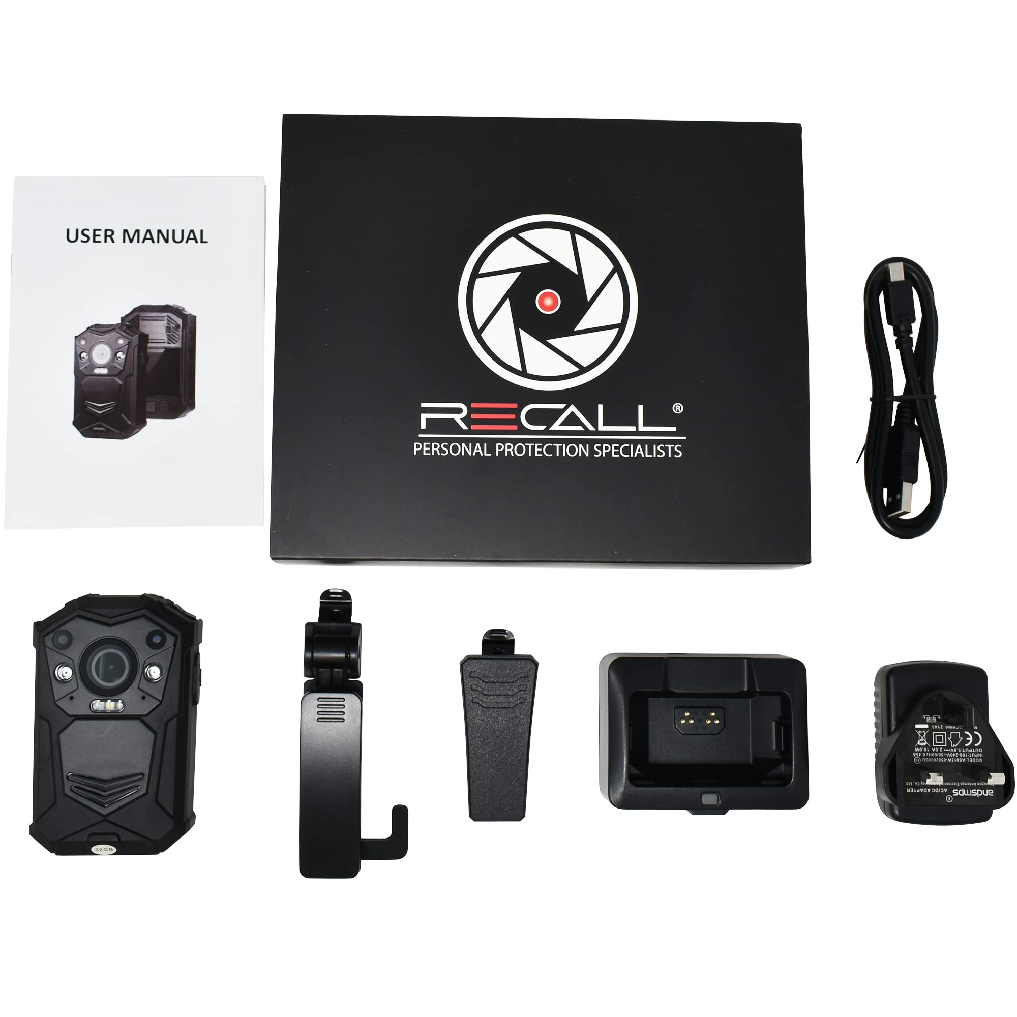 Recall Stealth 64GB Wearable Body Camera with Accessories - HD Recording, Night Vision for Security Guards, Bouncers, Law Enforcement & Personal Safety | Ideal for Night Patrols, Crowd Control & Evidence Collection