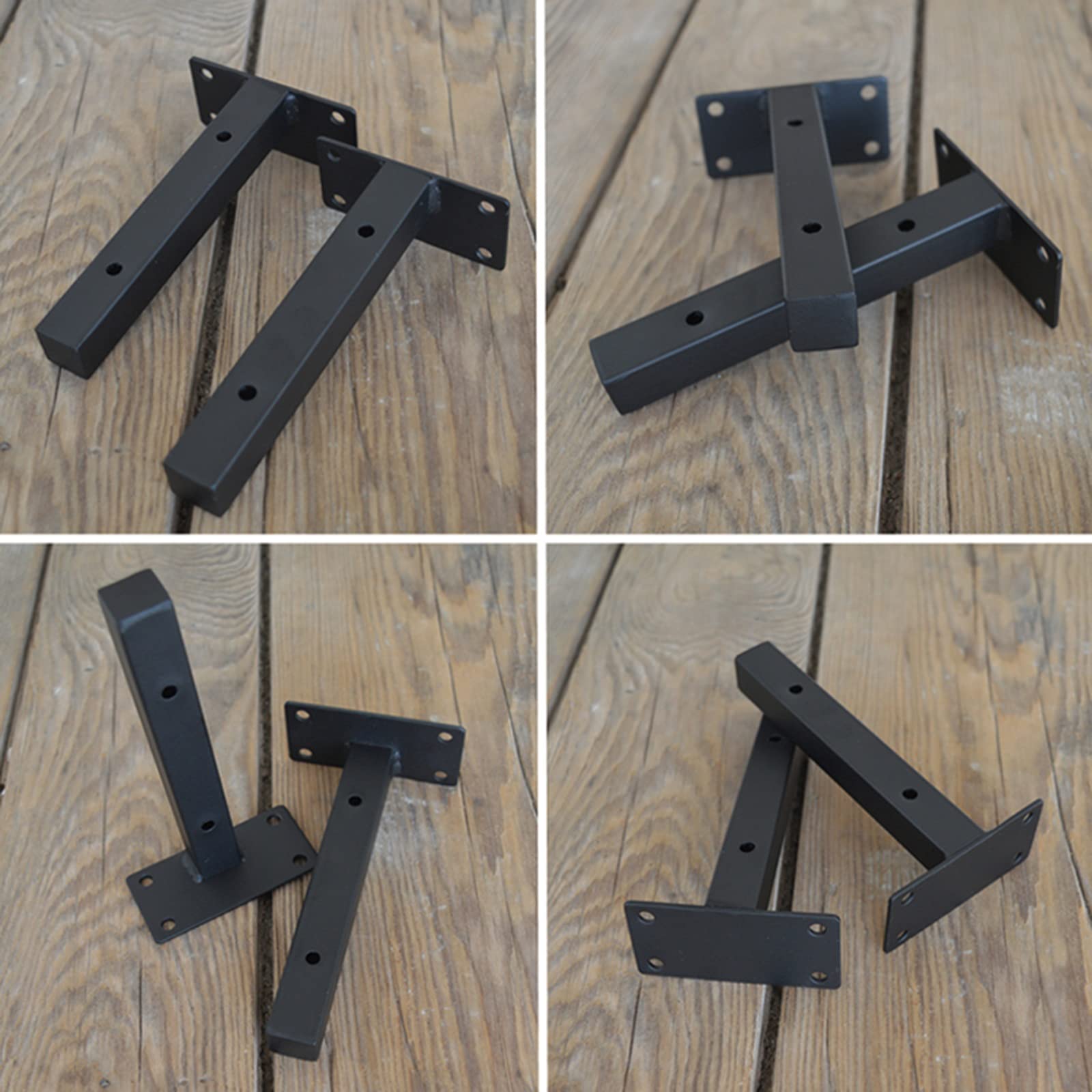 YFZN 2-Pack Heavy Duty Floating Shelf Brackets - Hidden Right Angle Wall Mounted Corner Braces for Strong Load Bearing & Space Saving - Perfect for Living Room, Bedroom, Kitchen Storage & Display (Black, 2 Styles)