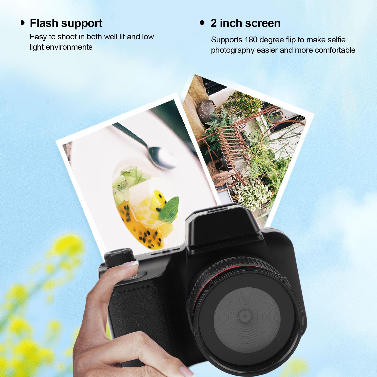 4K Digital Camera for Photography & Vlogging - 1080P HD Compact DSLR Camera with 180° Flip Screen, 4X Zoom, Supports 256GB SD Card | Perfect for Travel, YouTube, TikTok & Social Media Content Creation