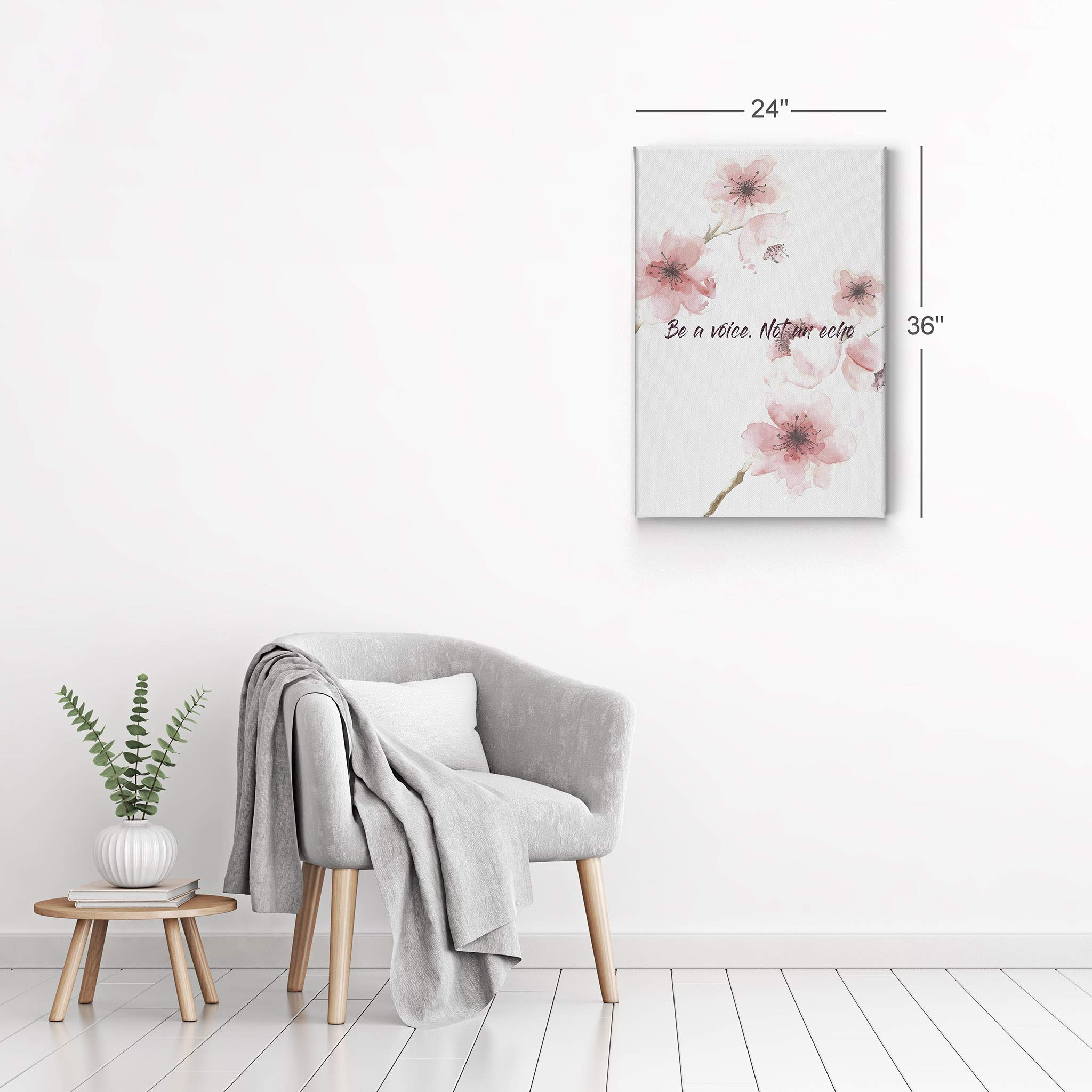 Be A Voice Not An Echo Motivational Quote Canvas Wall Art - 40x30 Inch Handmade in USA - Inspirational Home & Office Decor for Living Room, Bedroom or Workspace