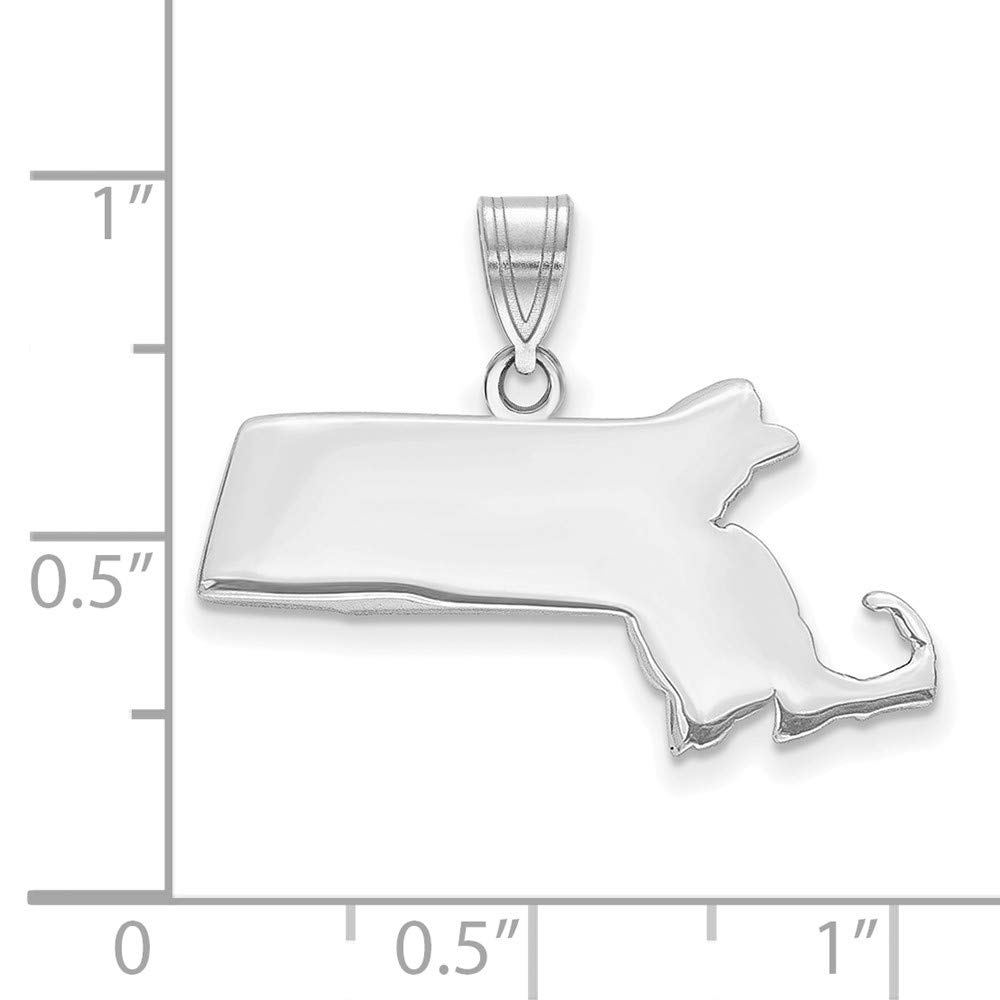 14K Solid White Gold Massachusetts State Souvenir Pendant Charm Bail - Perfect for Jewelry Making, DIY Crafts & Gift Giving