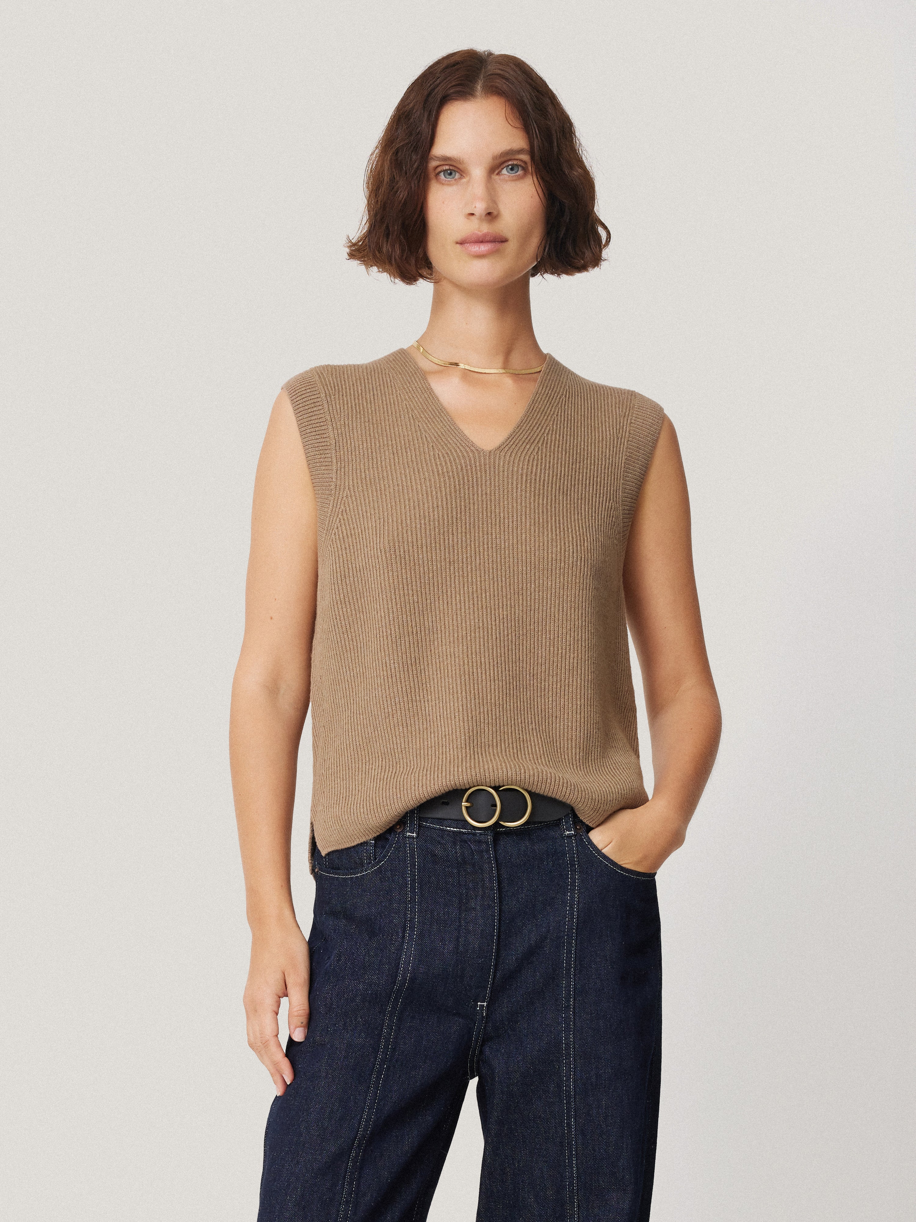 Soft Cotton Blend V-Neck Tank Top for Women - Neutral Colors - Perfect for Casual Wear, Layering & Summer Outfits