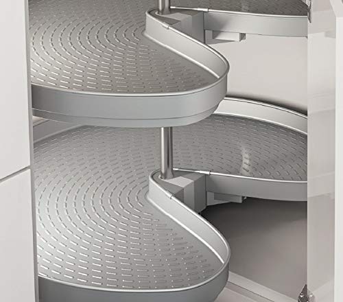 Pro-Arc 28-Inch Kidney Shaped 2-Tier Lazy Susan Turntable with Sturdy Plastic Trays - Perfect for Kitchen Pantry Organization, Spice Rack, or Living Room Decor