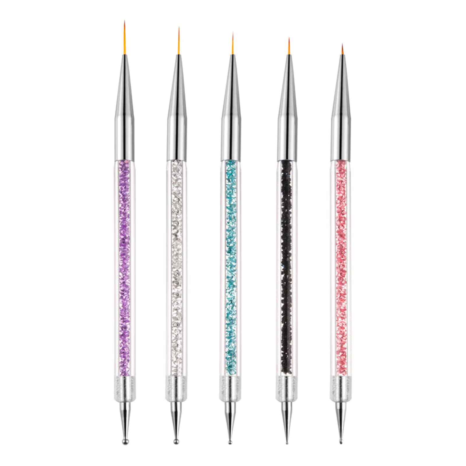 **Sularpek 5-Piece Double Ended Nail Art Brush Set – Nail Liner Brush, Dotting Tools & Pull Line Pen for DIY Nail Designs – Perfect for Salon, Home Manicure & Nail Art Enthusiasts**