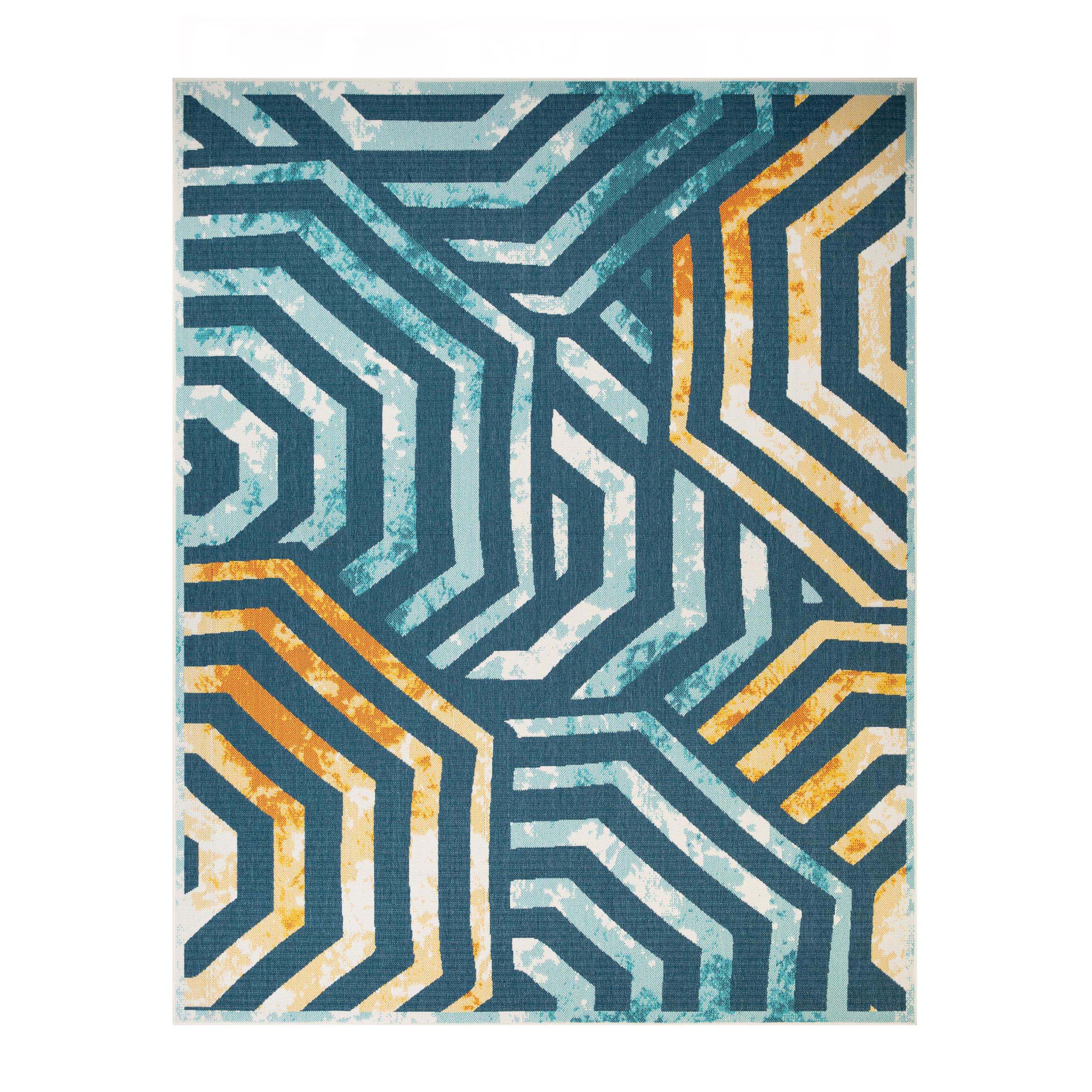 Waimea Modern Geometric Coastal Indoor Outdoor Area Rug - Stylish & Durable for Living Room, Bedroom, Patio, or Deck