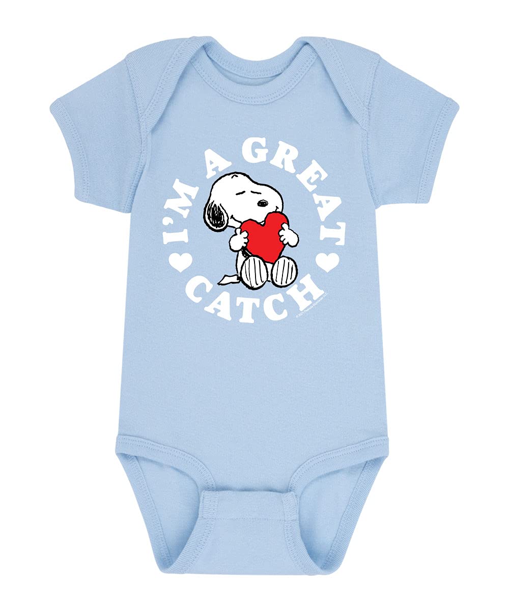 HYBRID APPAREL Peanuts Great Catch Infant Bodysuit - Newborn Size | Cute Baby Outfit for Photos, Family Gatherings & Everyday Wear