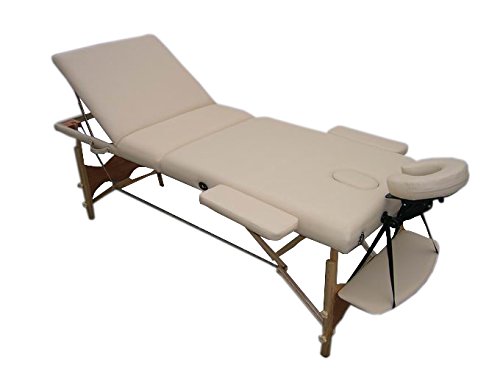 Serenity Beauty Portable Folding Massage Table - Adjustable 3-Section Spa & Tattoo Bed with Carry Bag, Cream Color | Perfect for Home Massage, Professional Spa Treatments & Tattoo Sessions