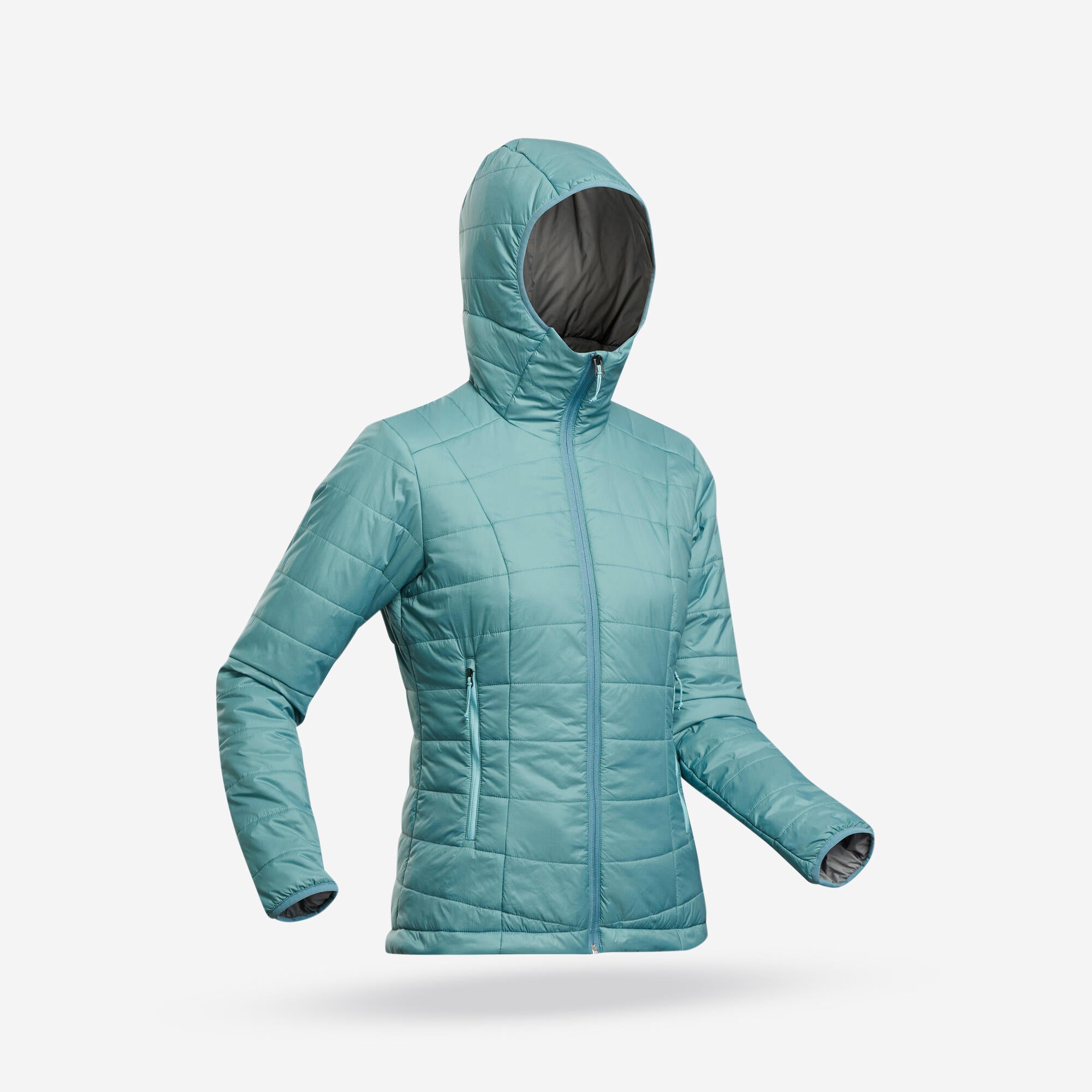 Forclaz Women's MT100 Lightweight Hooded Synthetic Jacket - Waterproof Windbreaker for Hiking, Camping & Outdoor Adventures