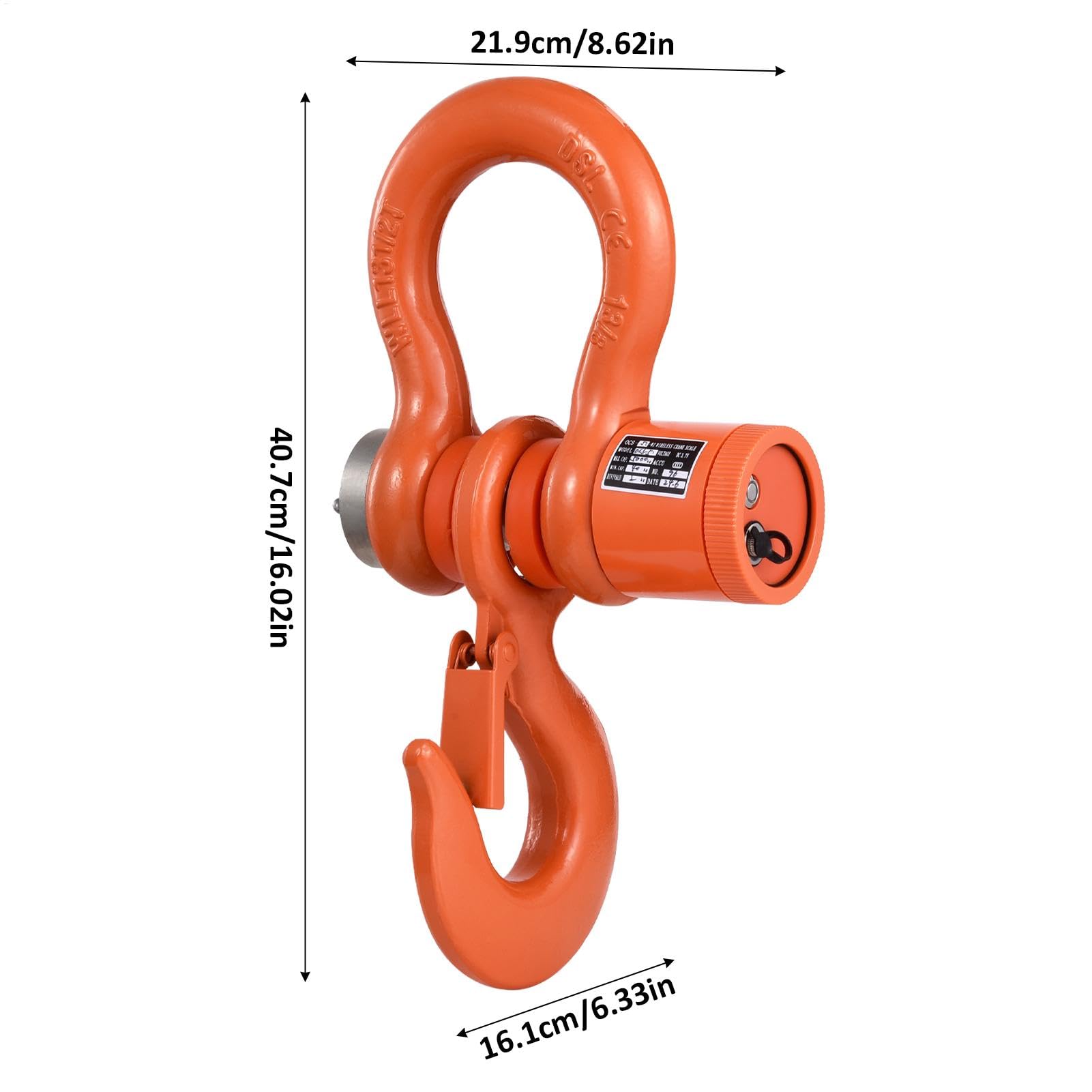 5T Wireless Crane Scale - Heavy Duty Industrial Digital Hanging Scale with Remote Control, Rechargeable Battery, Shackle & Hook - 11000lb/5000kg Capacity - Ideal for Construction, Warehousing, Shipping & Industrial Weighing