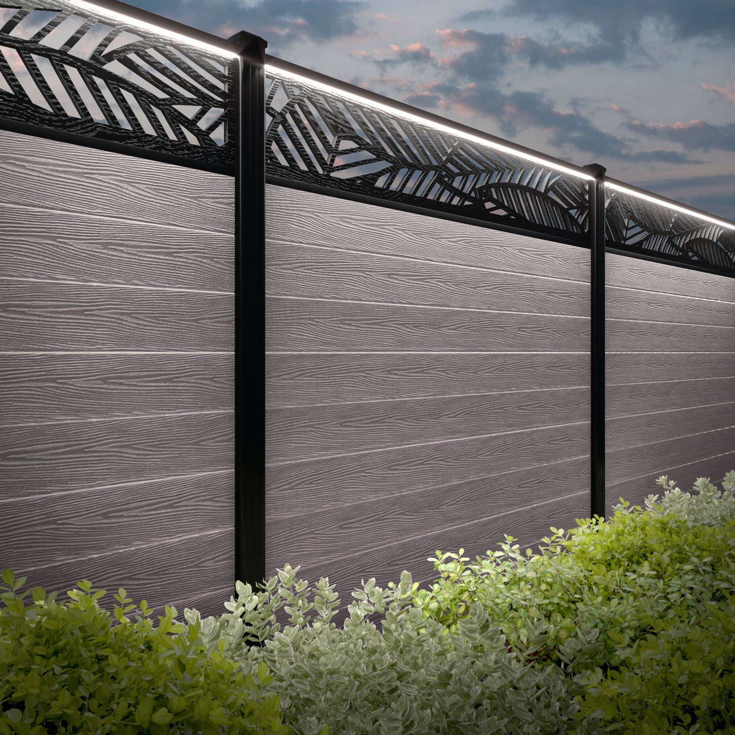 Classic Habitat Fence Panel - Mid Stone Color with Composite Posts | Durable Outdoor Privacy Fence for Backyard, Garden & Pool Areas