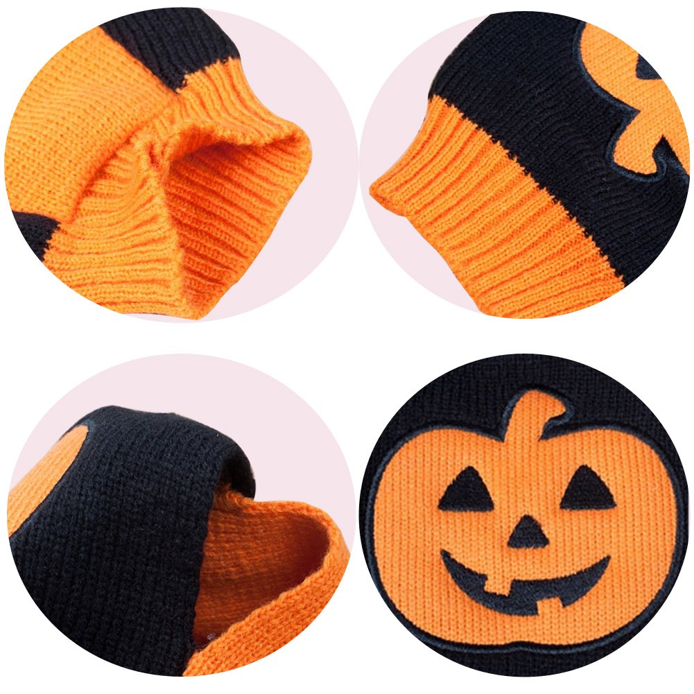 Halloween Pumpkin Cat & Dog Sweater - Cozy Knit Pet Apparel for Small Medium Large Dogs - Cute Fall & Winter Dog Clothes for Costume Parties, Photo Shoots & Cold Weather