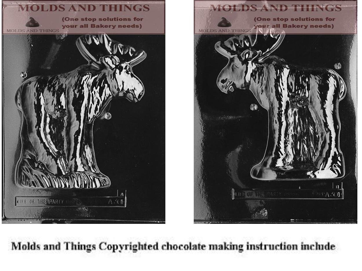 Premium Moose Chocolate Candy Mold with Step-by-Step Instructions - Side A & Side B for DIY Candy Making, Holiday Treats & Party Favors