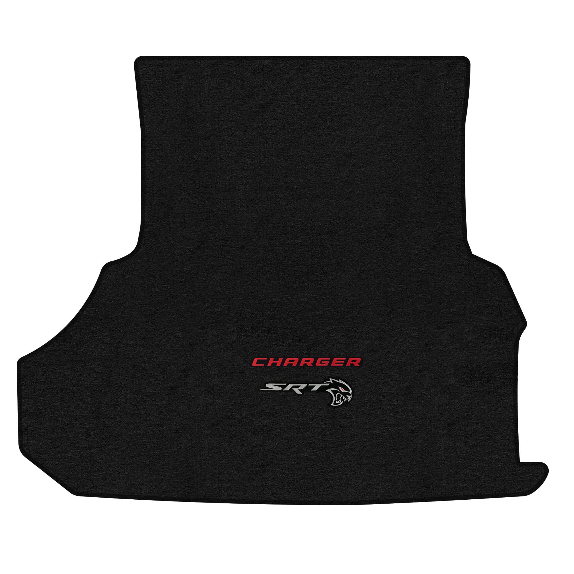 Premium Custom-Fit Carpeted Floor Mats for Dodge Charger 2021-2024 | Luxury Car Floor Liners with Red Charger & SRT Hellcat Logo | Perfect for Daily Driving & Road Trips (Charcoal Color, Beats Subwoofer Compatible)