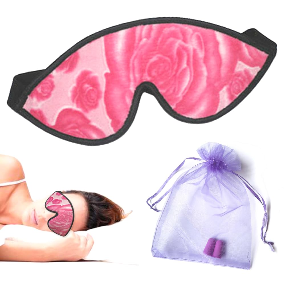 Comfort Plus Sleep Mask - Floral Plush Rose Design for Deep Sleep & Travel | Blackout Eye Mask for Women & Men | Perfect for Night Shifts, Meditation & Airplane Use
