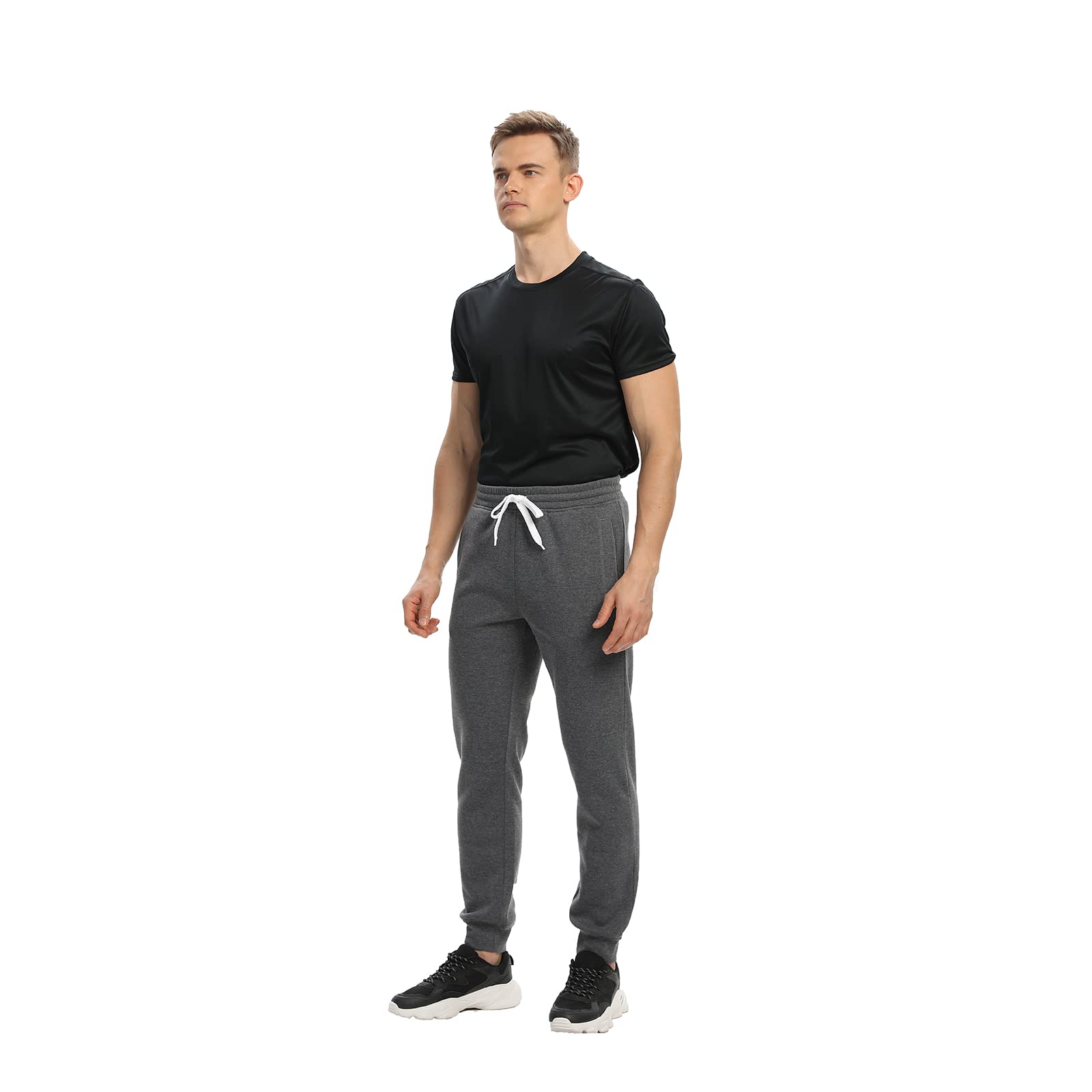 3 Pack Men's Fleece Joggers Sweatpants with Pockets & Zipper Pockets - Athletic Workout Gym Pants for Running, Training, and Casual Wear