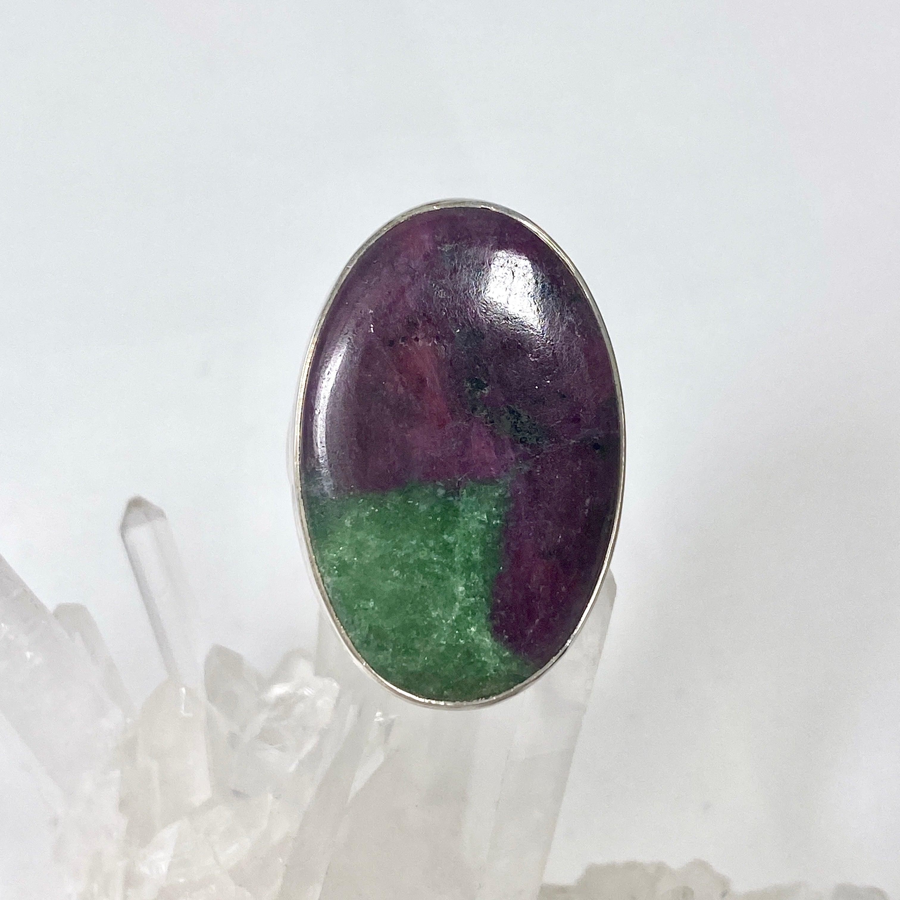Natural Ruby in Zoisite Oval Ring - Size 9 - KRGJ2442 - Elegant Jewelry for Women, Perfect for Weddings, Parties & Special Occasions