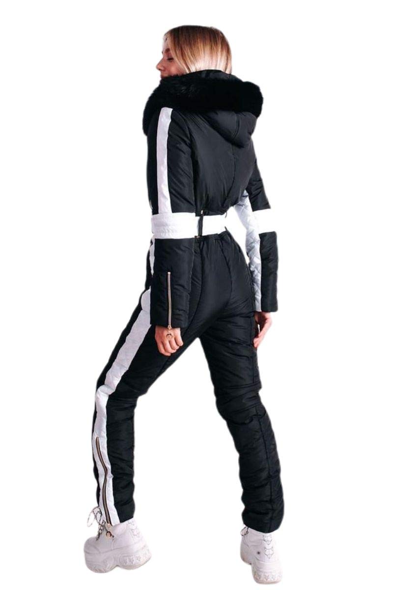 Yousify Women's Winter Ski Jumpsuit - Waterproof Snowsuit with Removable Fur Collar for Outdoor Sports & Snowboarding | Warm Onesie for Skiing, Snowmobiling & Winter Adventures