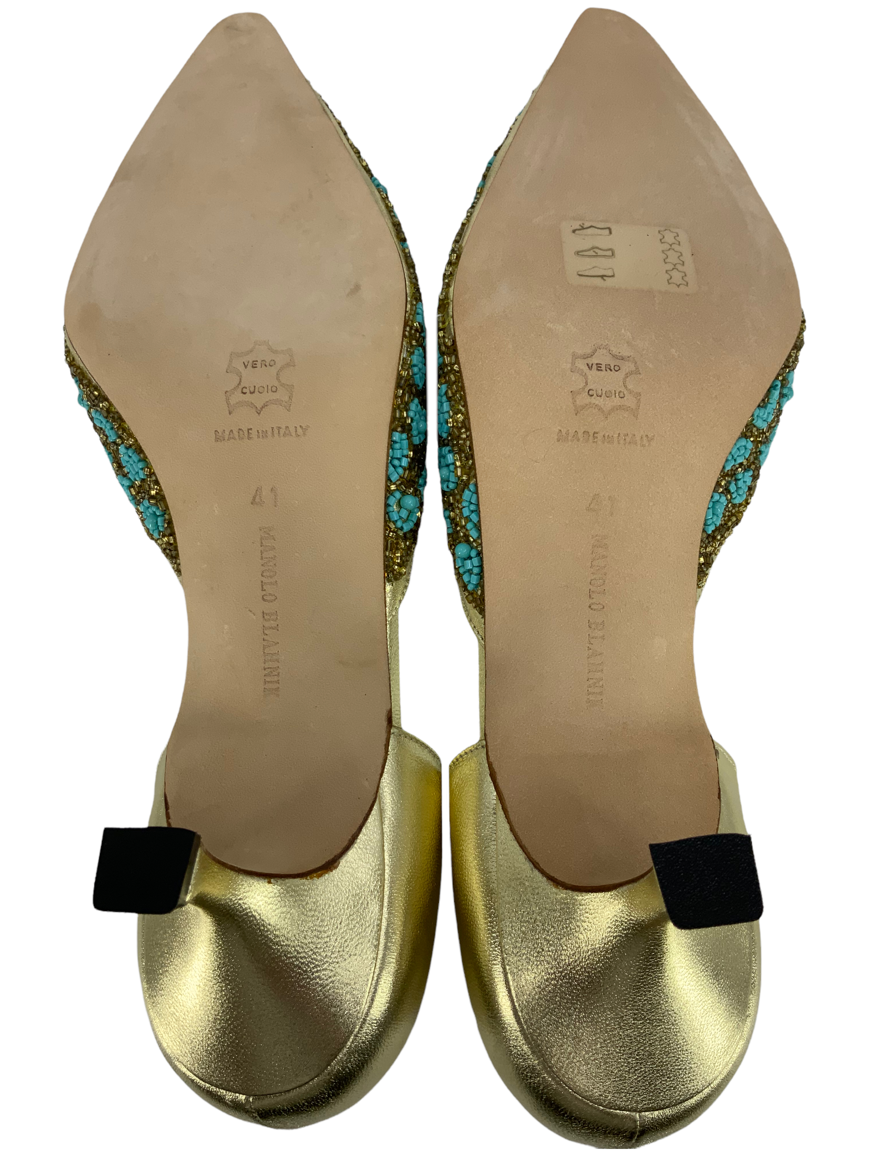 MANOLO BLAHNIK Beaded Leather d'Orsay Pumps Women's Size 11 - Elegant Evening Shoes for Weddings, Parties & Special Occasions