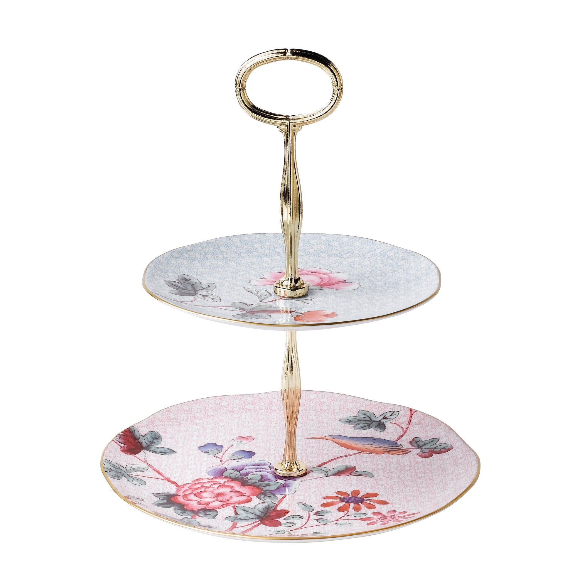 Wedgwood Cuckoo 2-Tier Floral Cake Stand - 9.5