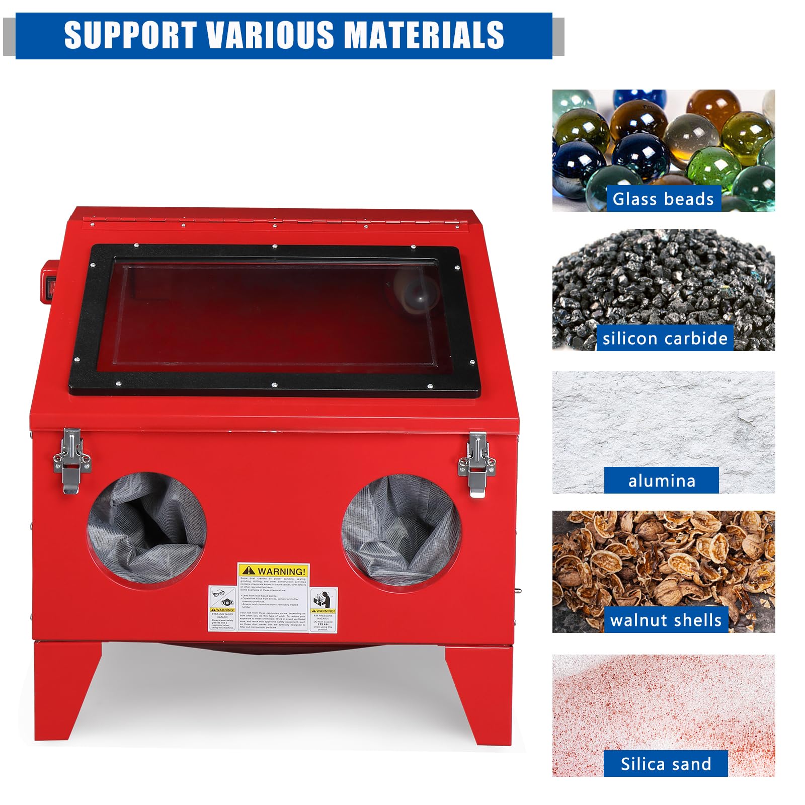 40 Gallon Portable Bench Top Sand Blasting Cabinet - Heavy Duty Steel Air Sandblaster with Spray Gun (60-125PSI/6-25CFM) for Rust, Paint & Stain Removal - Ideal for Automotive, Metalworking & DIY Projects