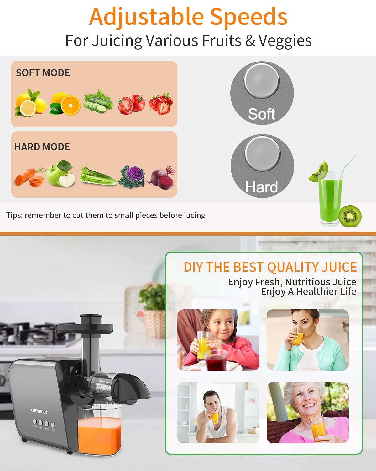 Premium Slow Juicer Machine - Cold Press Masticating Juicer for Fruits & Vegetables | Extracts Celery, Wheatgrass, Leafy Greens, Carrot, Ginger & Beet | BPA-Free, Easy Clean with Reverse Function & Dishwasher Safe | Perfect for Healthy Juicing at Home, Gym Recovery & Detox Routines