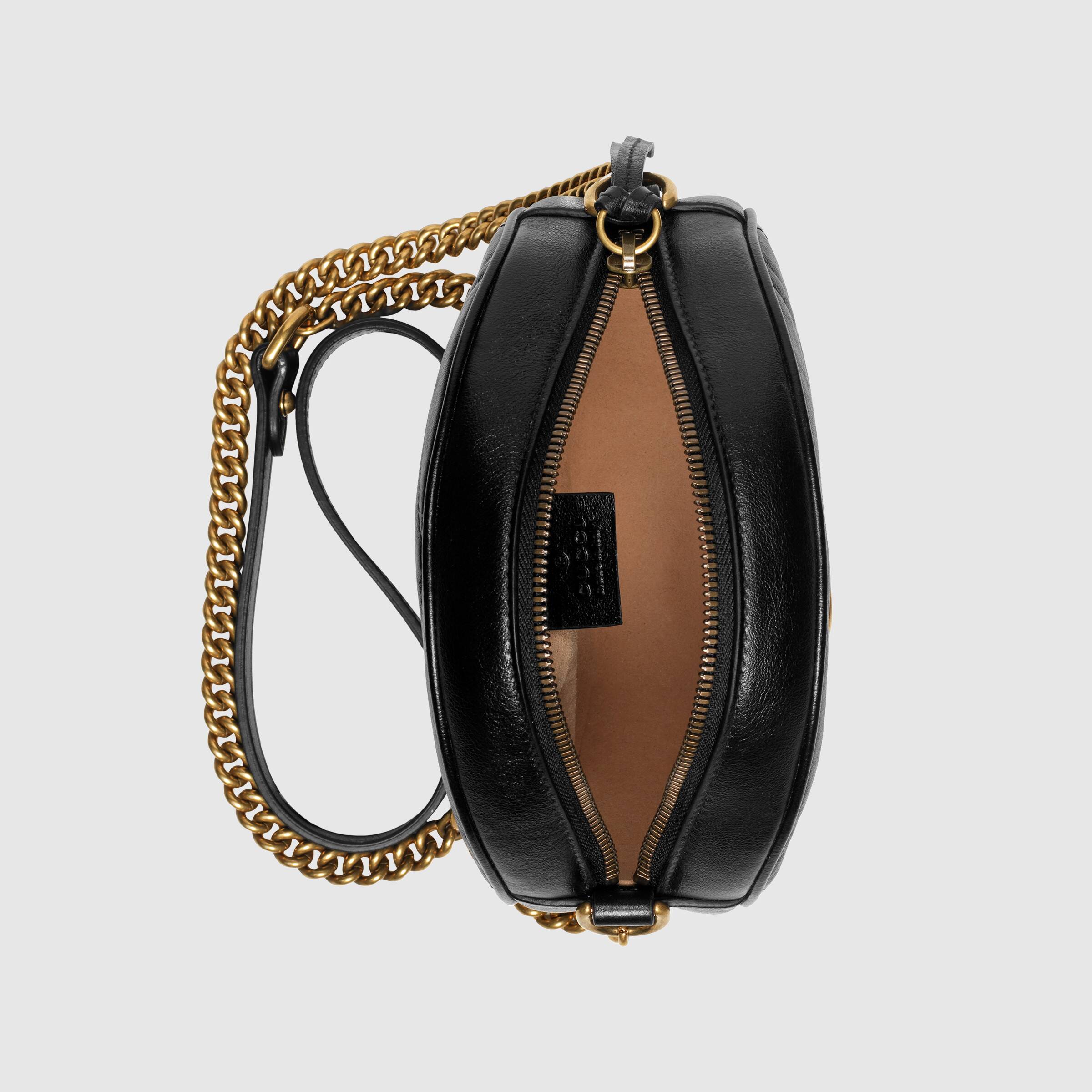 Gucci GG Marmont Mini Round Shoulder Bag for Women - Black Leather Crossbody Purse | Perfect for Date Night, Parties & Everyday Use