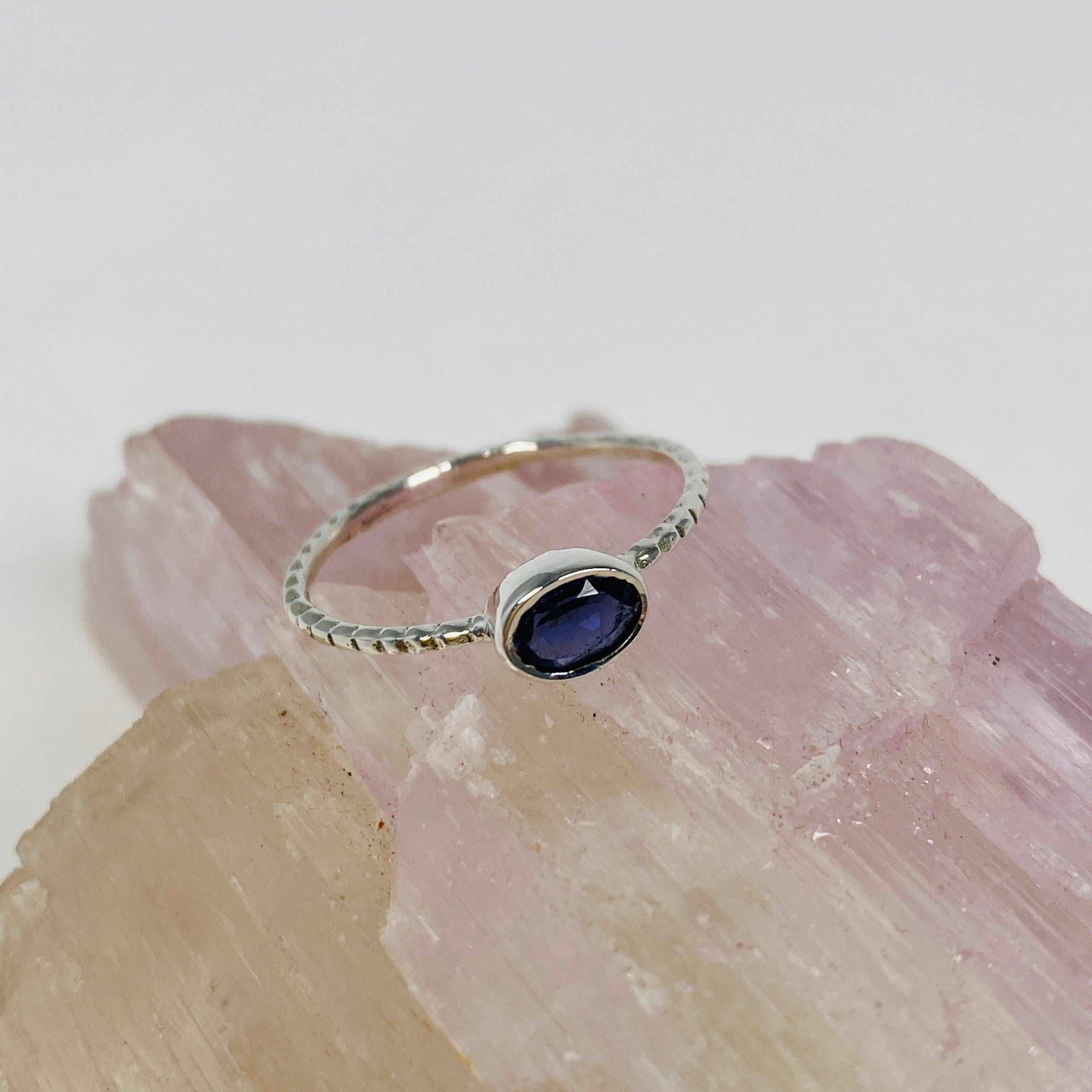 Iolite Oval Faceted Fine Band Ring R3750 IO - Elegant Gemstone Jewelry for Women, Perfect for Weddings, Anniversaries & Special Occasions
