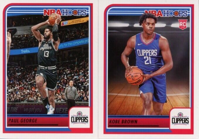 Los Angeles Clippers 2023-2024 NBA Hoops Factory Sealed Team Set - Kawhi Leonard, Paul George, Russell Westbrook & Kobe Brown Rookie Card | Collectible Basketball Trading Cards for Fans and Investors | Perfect for Sports Memorabilia Collections and Gift Giving