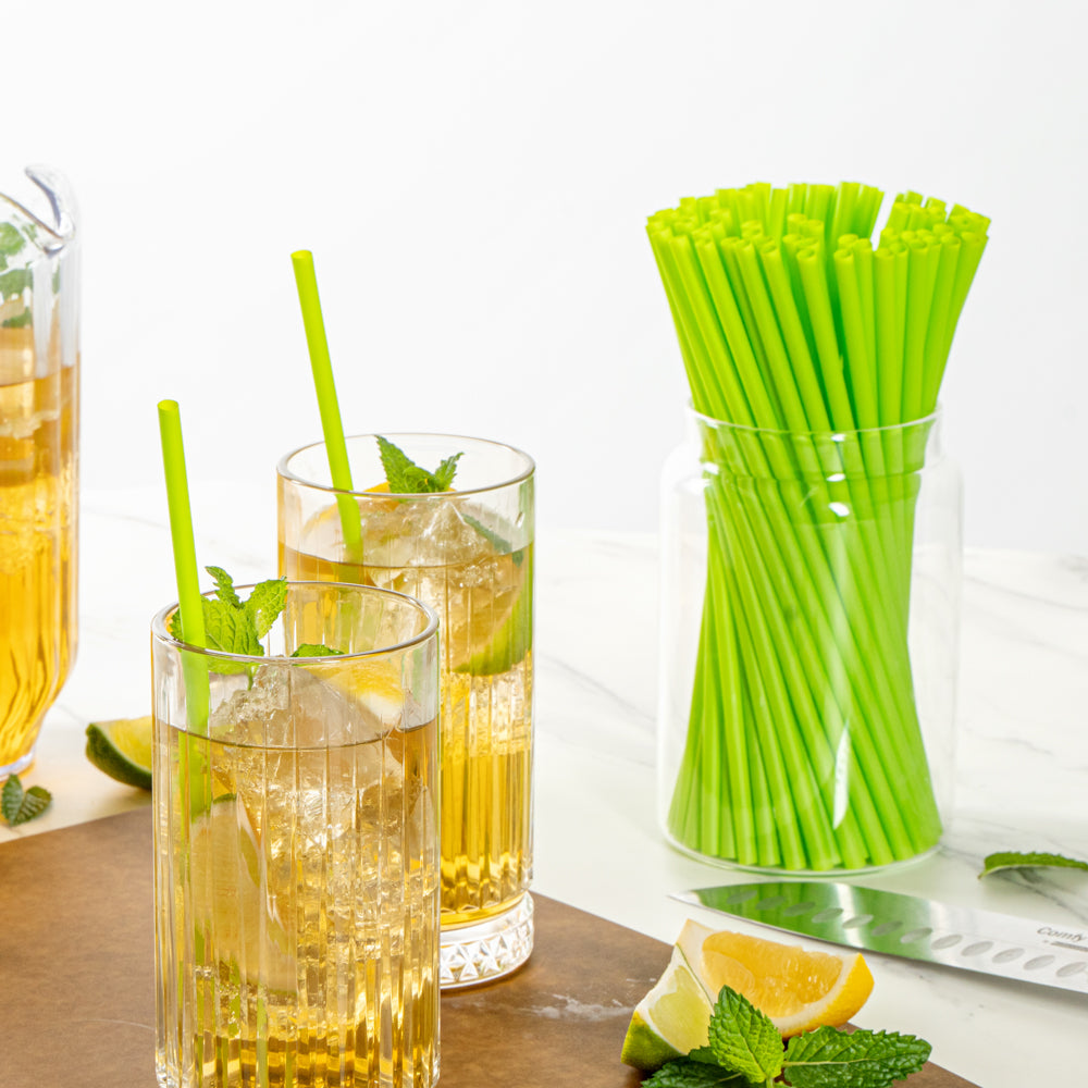 Eco-Friendly Compostable PLA/PBAT Plastic Straws - 8 1/4 Inch, 2000 Count Box - Perfect for Restaurants, Cafes & Sustainable Events