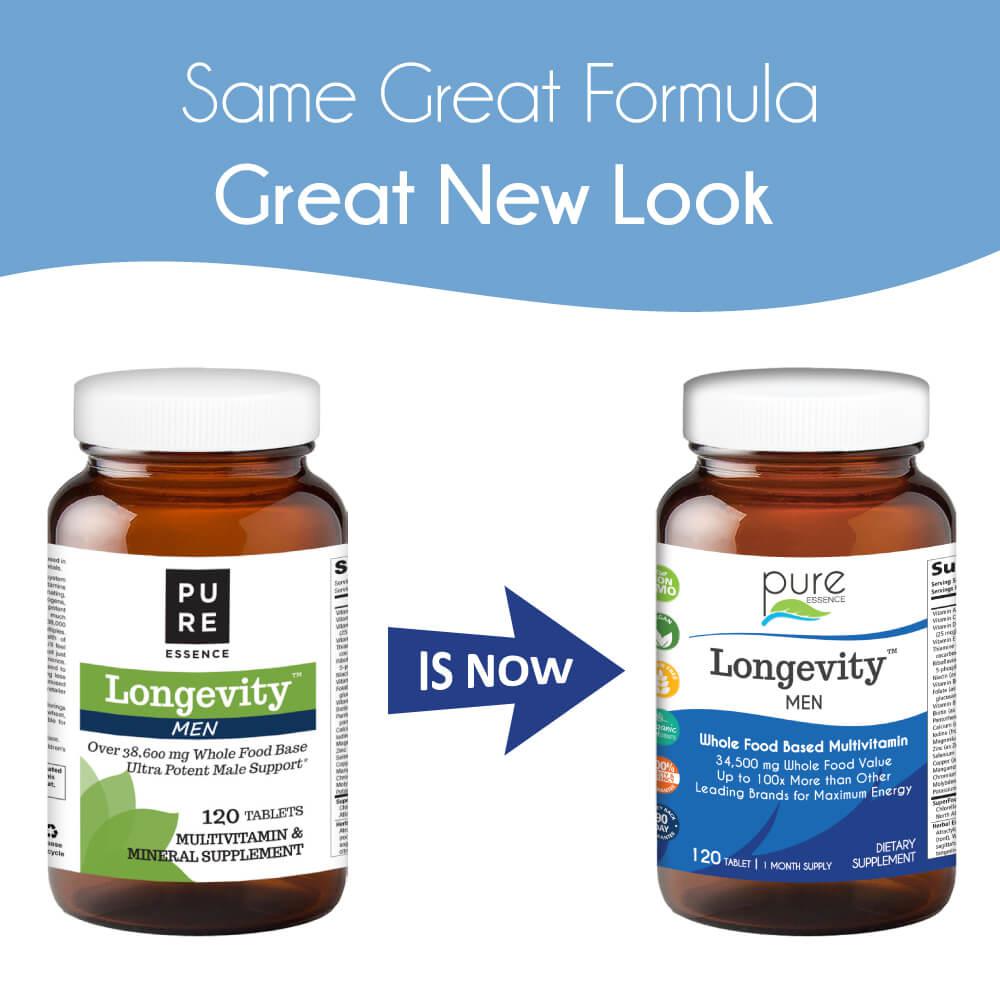 Pure Essence Longevity Men's Multivitamin Supplement - Boost Energy, Immunity & Vitality for Active Lifestyles | Gym, Workout & Daily Wellness Support