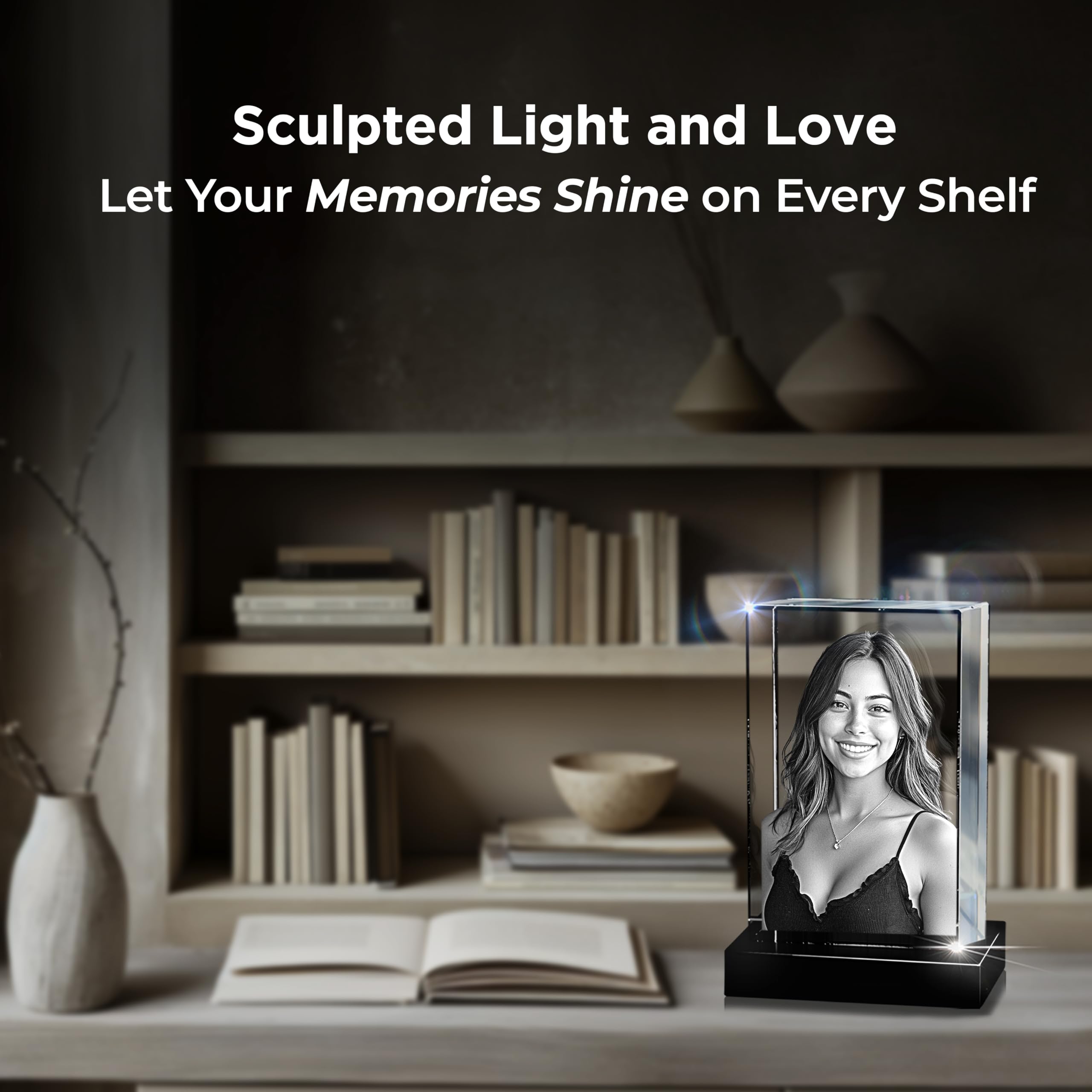 Personalized 3D Crystal Photo Gift for Mom - Custom Laser Etched Glass Keepsake with Your Picture - Perfect Mother's Day, Birthday & Anniversary Present for Women, Wife - Rectangle & Cube Options for Home Decor, Office Display & Memorial Keepsake