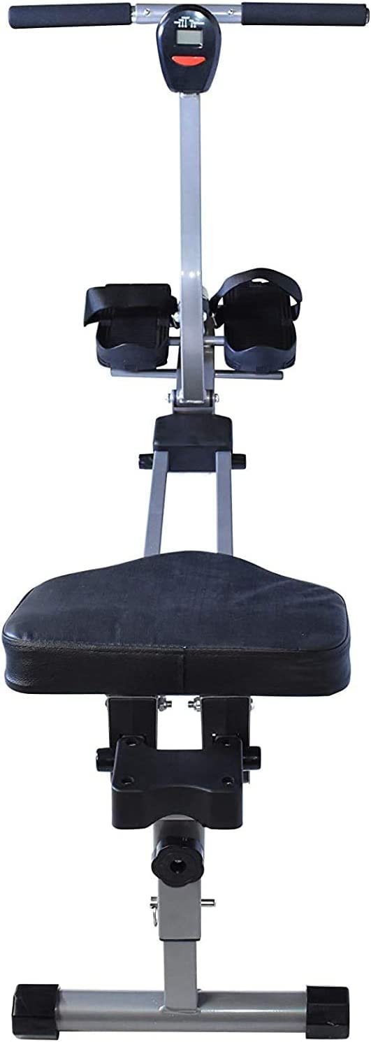 Premium Foldable Rowing Machine for Home Gym - 12-Level Hydraulic Resistance System with LCD Monitor & Ergonomic Seat Cushion | Perfect for Cardio Workouts, Full-Body Training & Small Space Fitness