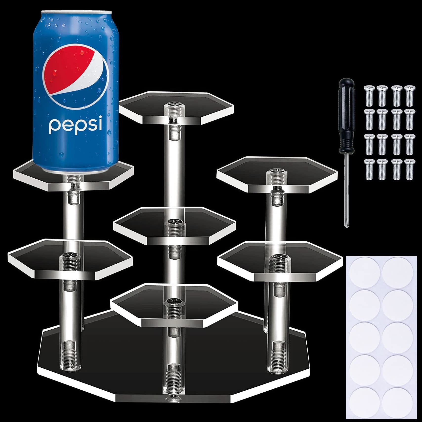 7-Tier XL Funko Pop Display Stand - Clear Acrylic Cupcake & Collectible Organizer for Toys, Dolls, Figures, Jewelry & Cosmetics (2-Pack) - Perfect for Store Displays, Home Collections & Gift Presentations
