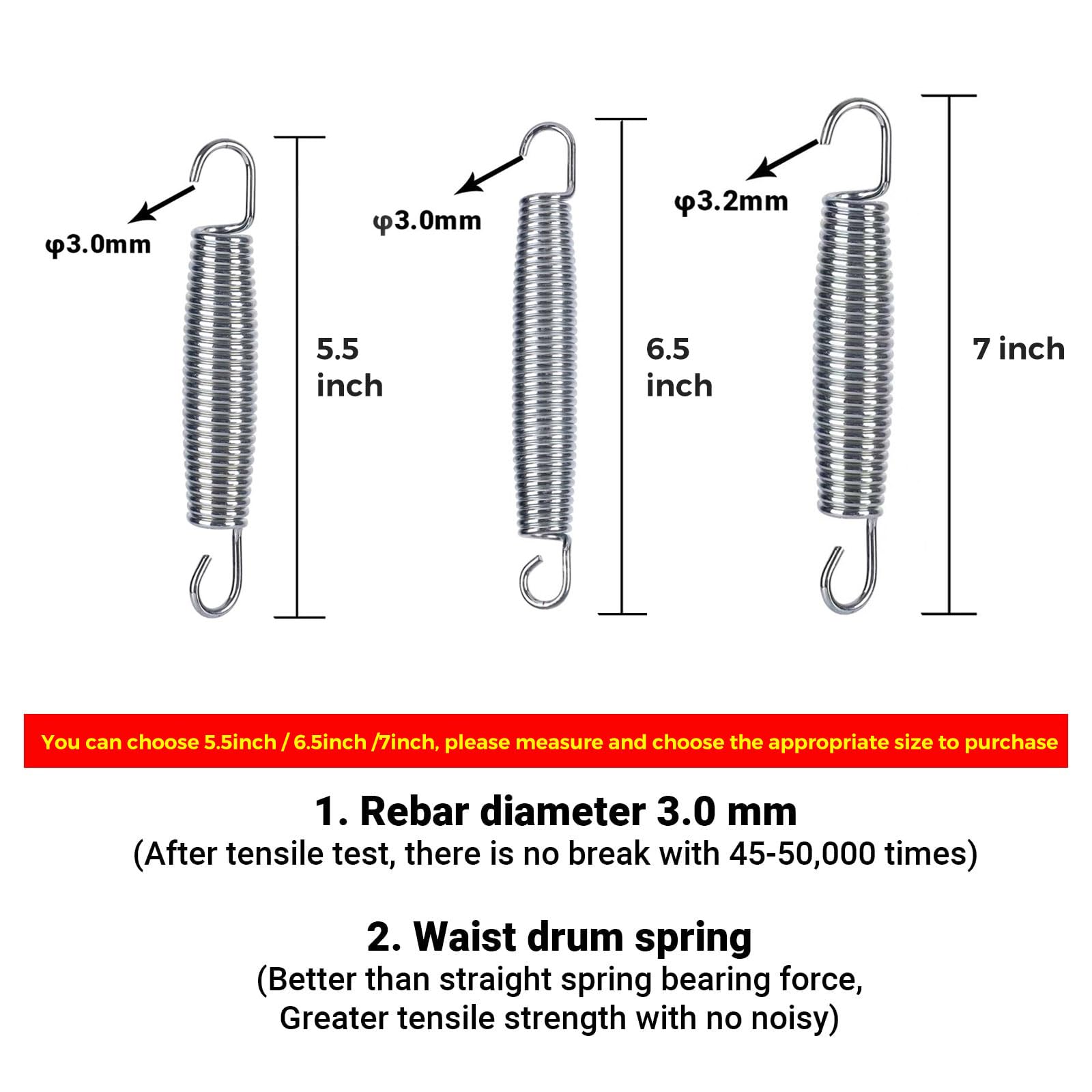 Heavy Duty Stainless Steel Trampoline Replacement Springs - Weather-Resistant Universal Fit with Included Tool & Gloves | Perfect for Backyard Trampoline Repair, Gym Equipment Maintenance, and Outdoor Playground Safety Upgrades