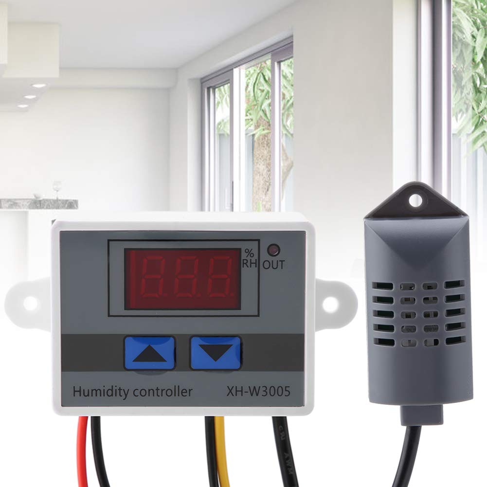 12V Digital Humidity Sensor Hygrometer Controller with LCD Display - Accurate Indoor/Outdoor Humidity Monitoring for Home, Greenhouse & Storage Rooms