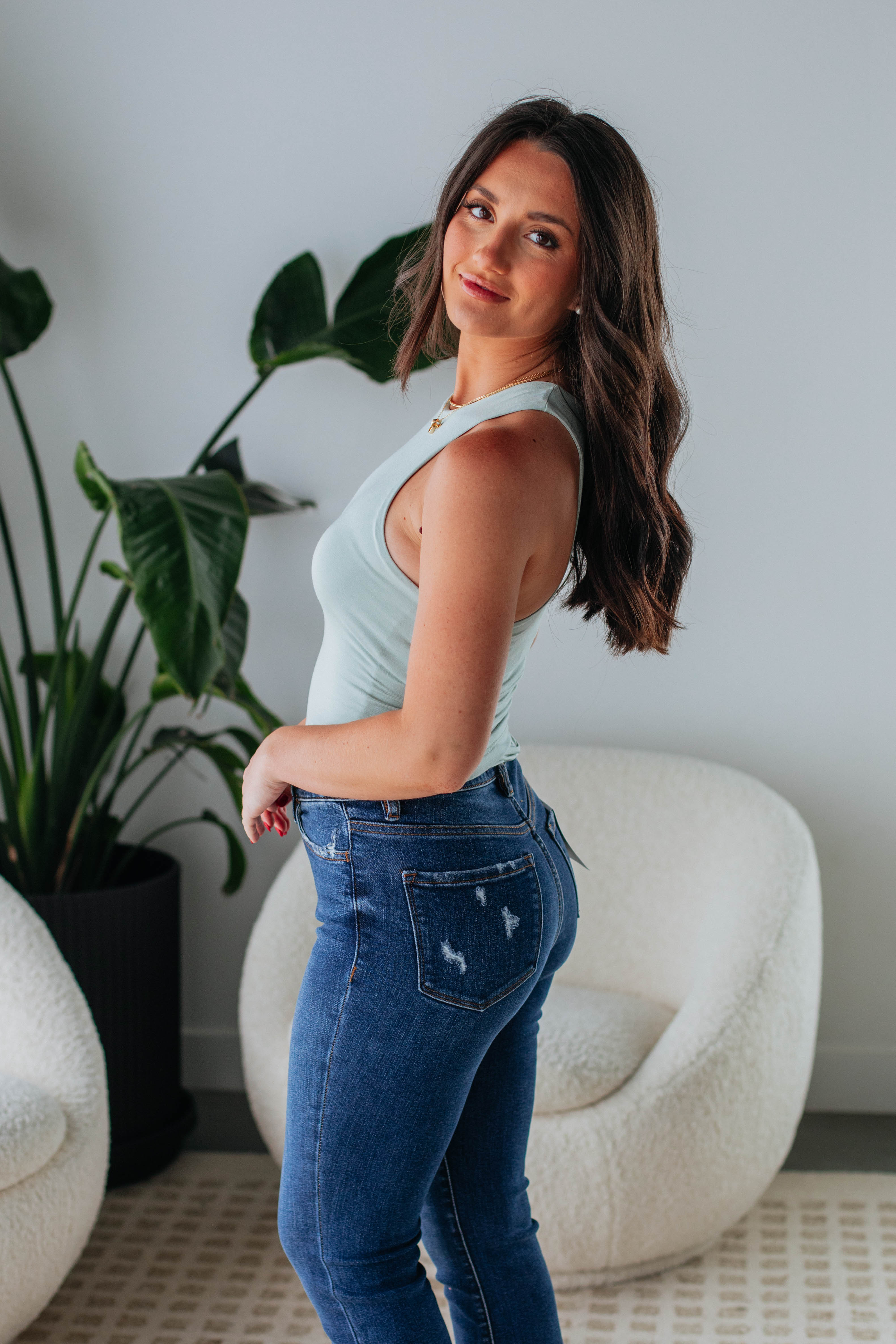 Eleia Basic Tank Top - Soft Dusty Mint Color for Women | Casual Wear, Layering, Summer Outfits