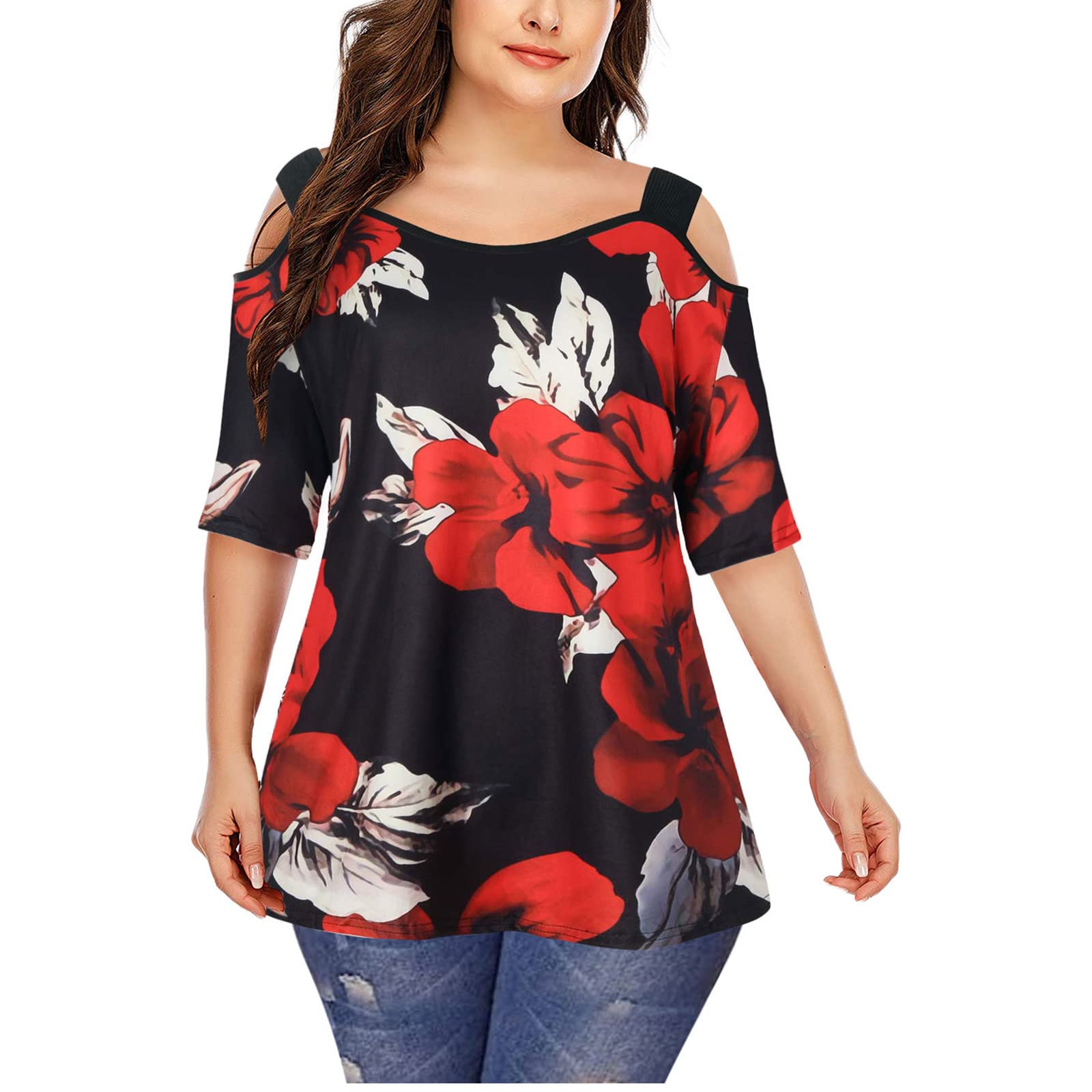 Plus Size Women's Casual Tops - Trendy Summer Short Sleeve Blouse for Outing & Work