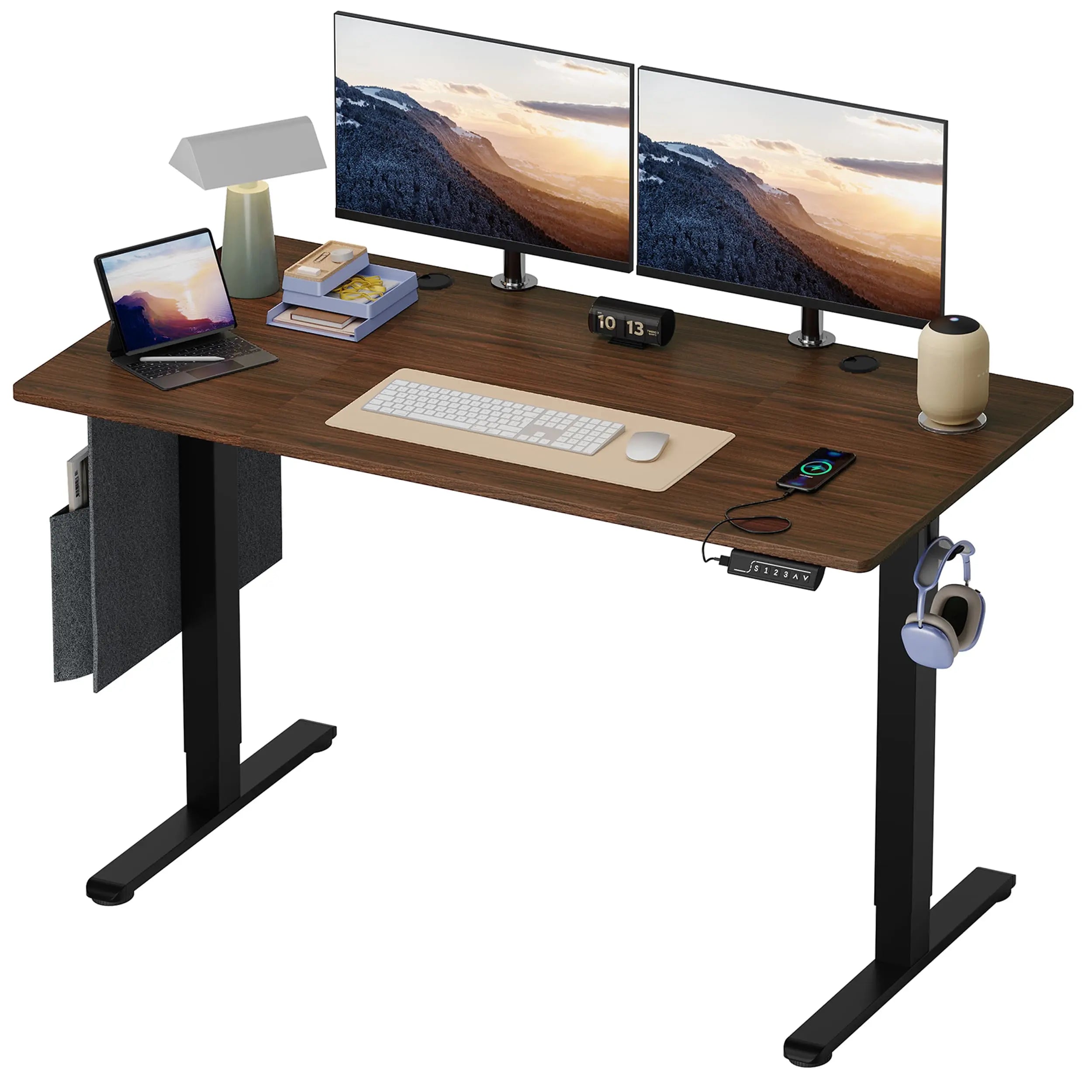 Bestier 55 Inch Electric Standing Desk - Height Adjustable Home Office Desk with USB Charging Port & Memory Function for Work from Home & Gaming Setup