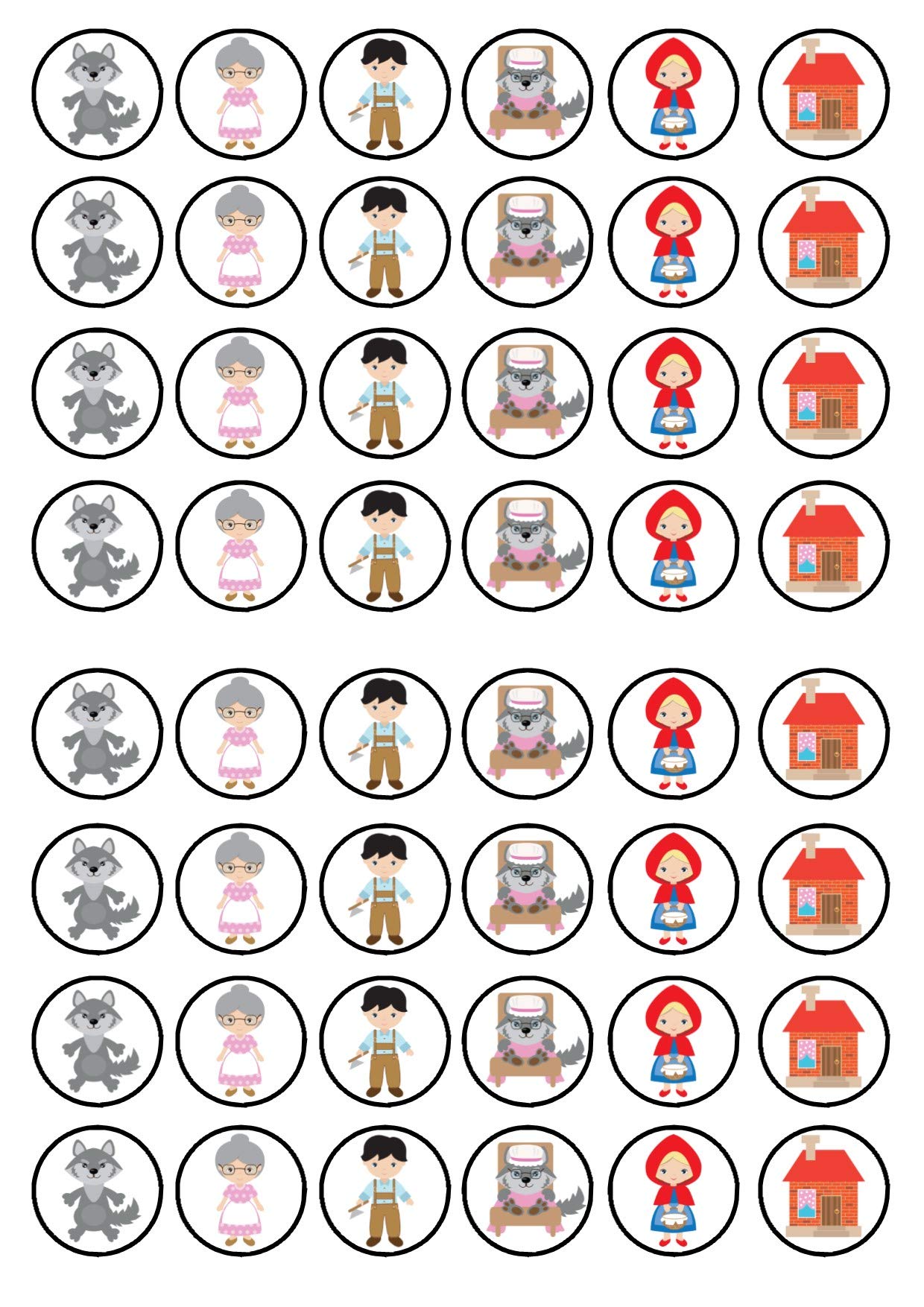 48 Red Riding Hood Cupcake Toppers - Edible Wafer Paper Cake Decorations for Fairy Tale Birthday Party, 3cm Mini Standing Cake Toppers for Forest Theme, Storybook Themed Dessert Decorations - Perfect for Kids Birthday Cakes, Baby Showers & Storybook Themed Parties