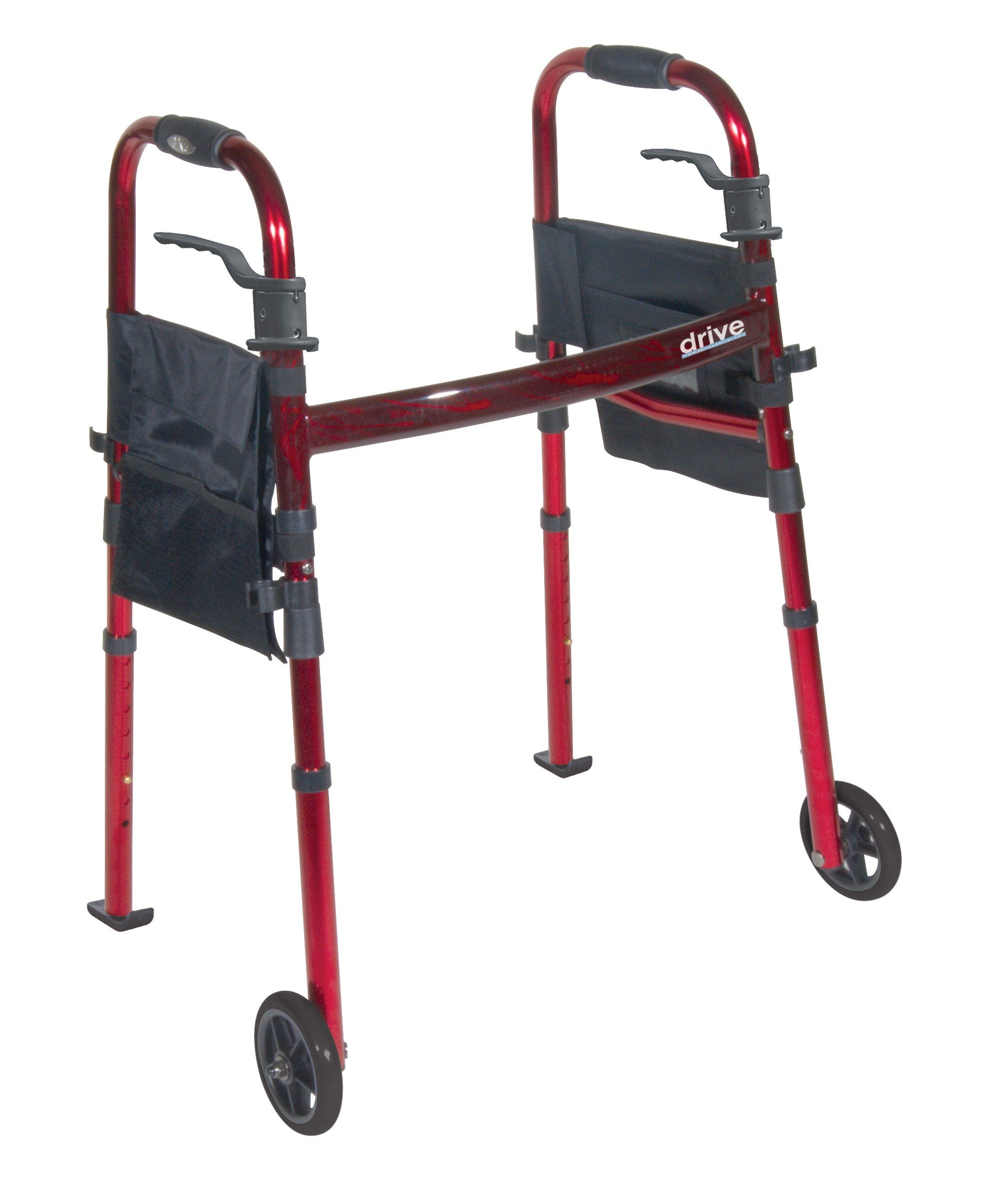 Lightweight 5-Wheel Folding Travel Walker with Adjustable Height - Portable Mobility Aid for Seniors & Adults - Perfect for Indoor/Outdoor Use, Shopping, and Air Travel