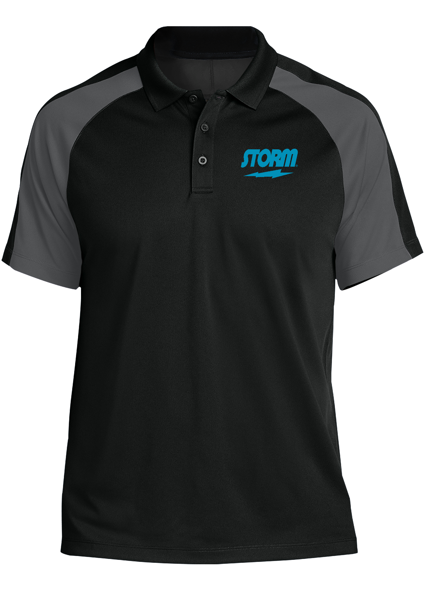 Storm Electric Blue Tournament Polo Shirt for Men - Black & Gray - Breathable & Moisture-Wicking Golf & Tennis Performance Shirt