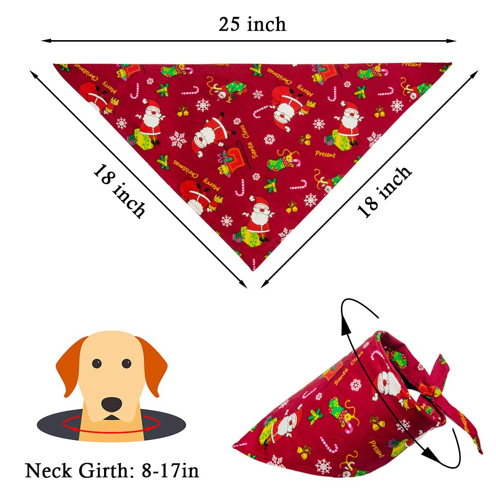 Christmas Dog Bandana 2 Pack - Festive Triangle Bib Scarf for Medium Dogs & Cats - Holiday Pet Costume Accessories for Christmas Parties & Family Photos