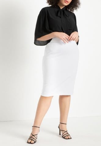 ELOQUII Plus Size Neoprene Pencil Skirt for Women | Office & Party Wear
