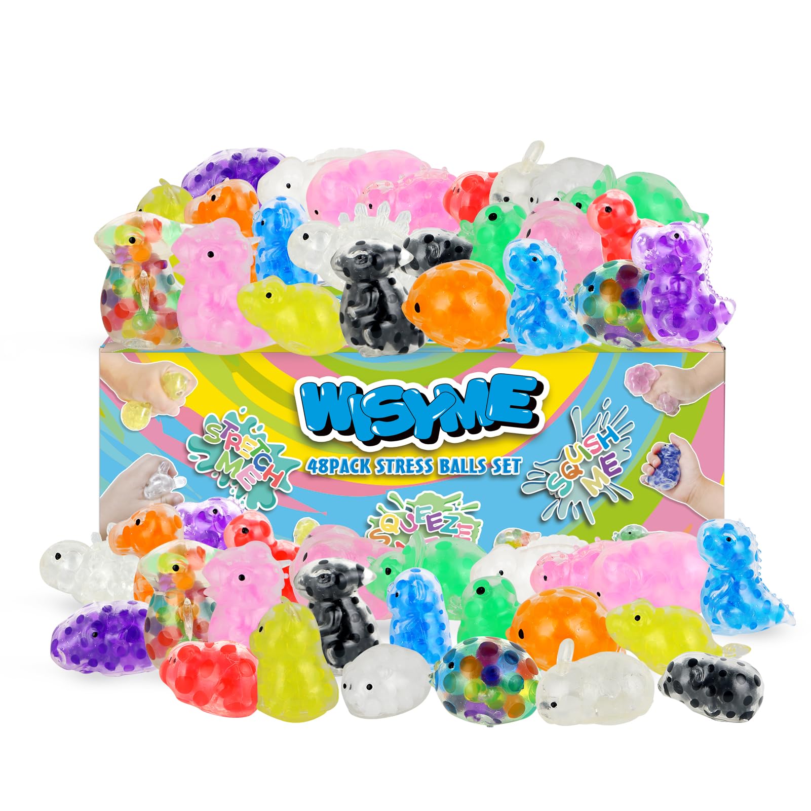 WISYME Mini Squishy Toys - Dinosaur & Animal Stress Relief for Kids, Party Favors & Classroom Prizes