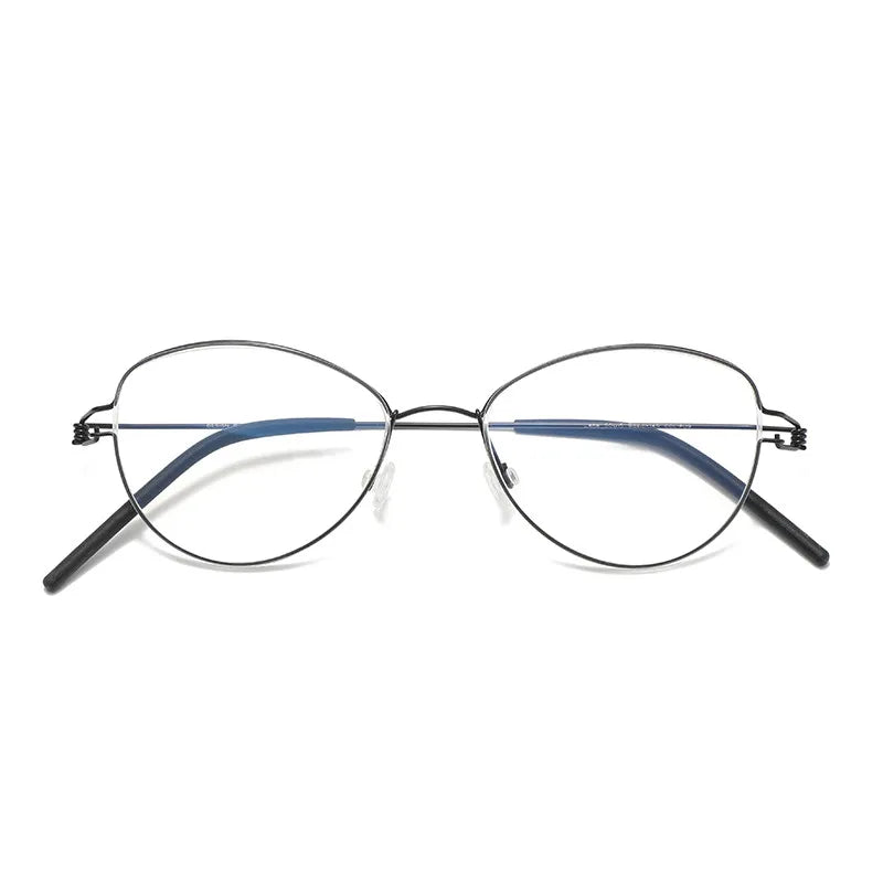 Aimee Women's Full Rim Oval Cat Eye Screwless Titanium Eyeglasses Frame 65004 - Lightweight & Durable for Work, Reading & Fashion