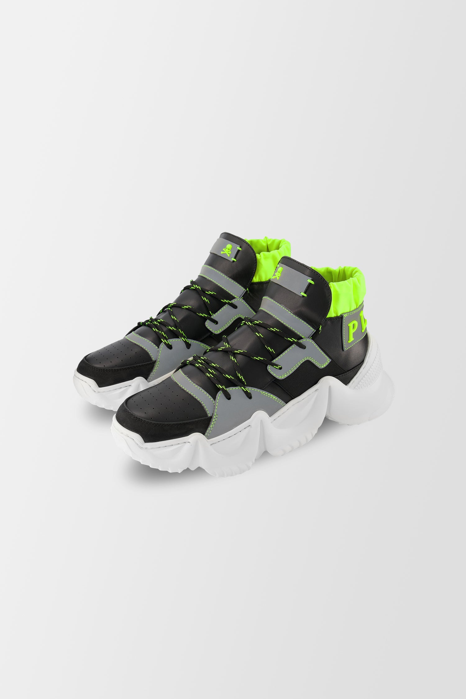 Philipp Plein Black Monster Sneakers for Men - Stylish High-Top Streetwear Shoes for Casual Wear & Urban Fashion