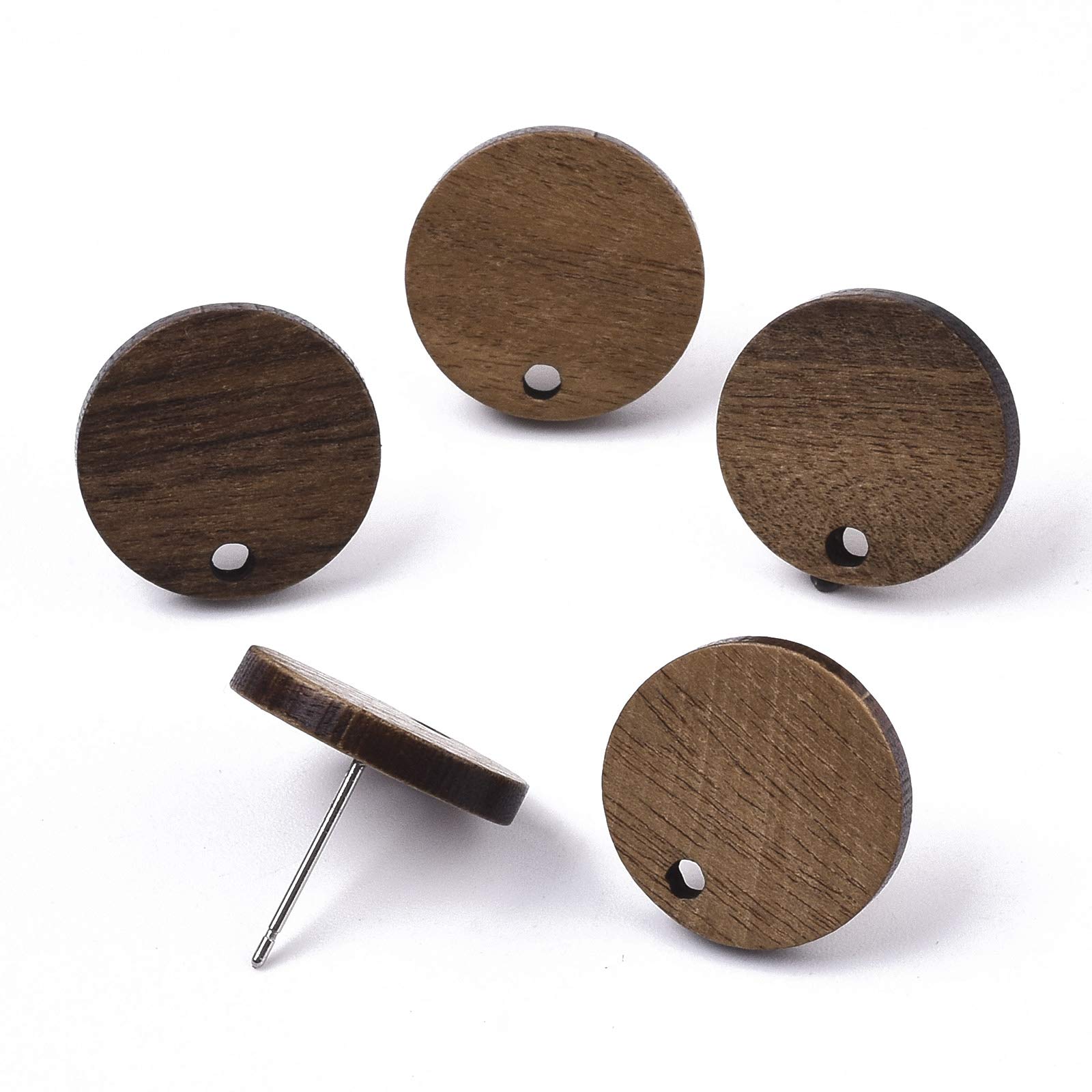 20 Pairs Natural Wooden Stud Earrings - Blank Round Circle Post Earring Bases for Jewelry Making, DIY Crafts, Women's Accessories - Perfect for Handmade Earrings, Boho Style, and Gift Giving
