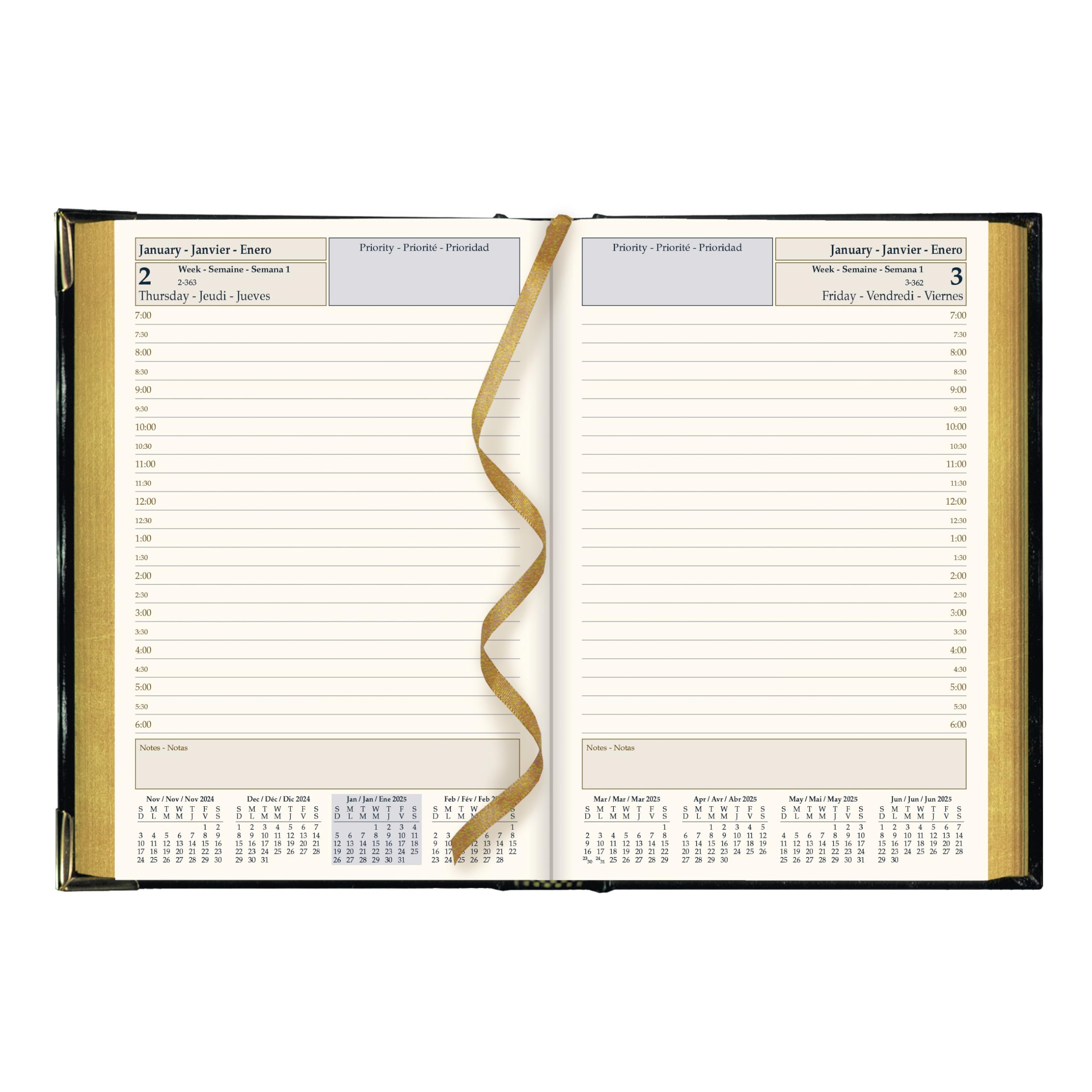 Brownline® 2025 Executive Daily Planner - 12 Month Appointment Book (January-December) with Sewn Binding, 7.125