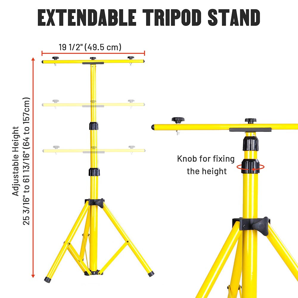 TheLAShop Adjustable LED Flood Light Fixture Tripod Stand with T Bar - Professional Photography, Video Lighting, Stage & Event Setup