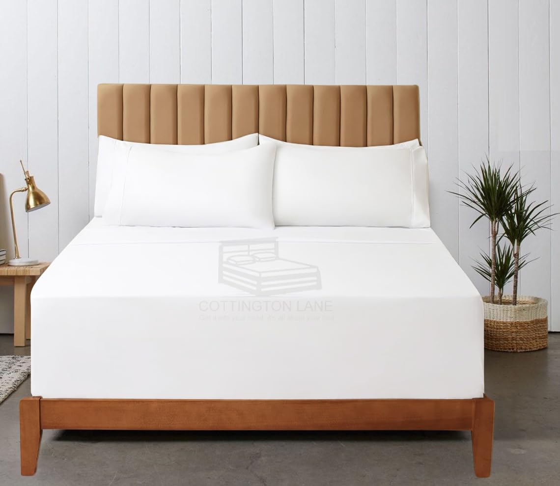 Luxury 400 Thread Count 100% Egyptian Cotton Queen Size Sheets Set - 22 Inch Extra Deep Pocket Fitted Sheet - 4 Piece Hotel Quality Bedding (White) - Perfect for Master Bedrooms, Guest Rooms & Airbnb Listings
